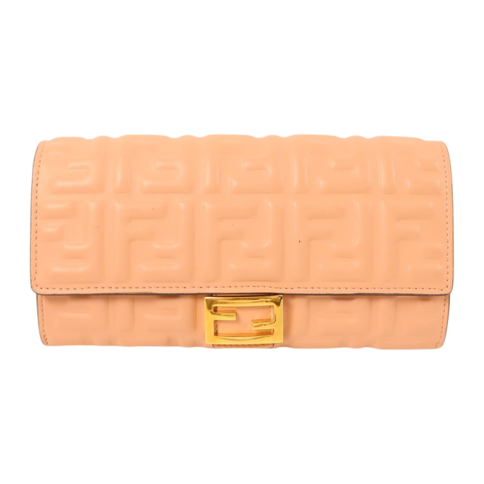 FENDI 羊皮皮革Baguette Continental Wallet金扣長錢包