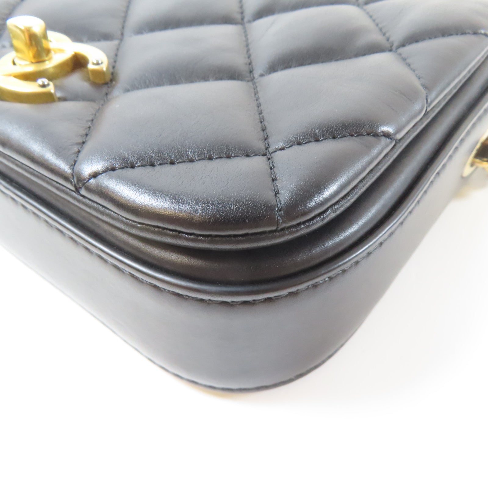 CHANEL 【激減優惠】菱格羊皮皮革Flap Bag金扣鏈帶肩背袋黑色