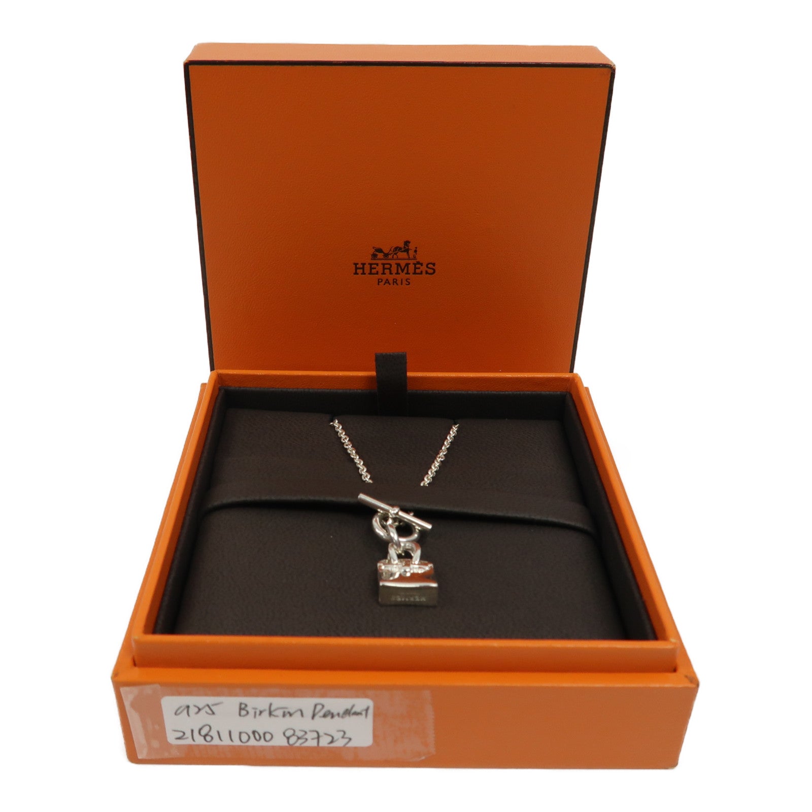 HERMES 925純銀Birkin Pendant項鏈銀色