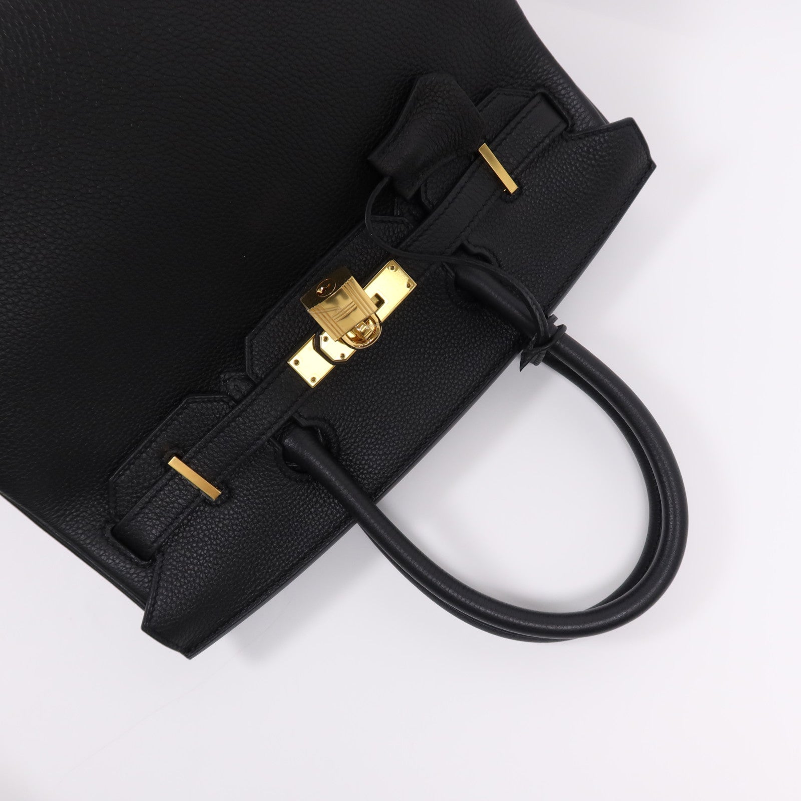 HERMES Clemence皮革Birkin 30金扣手挽袋Noir