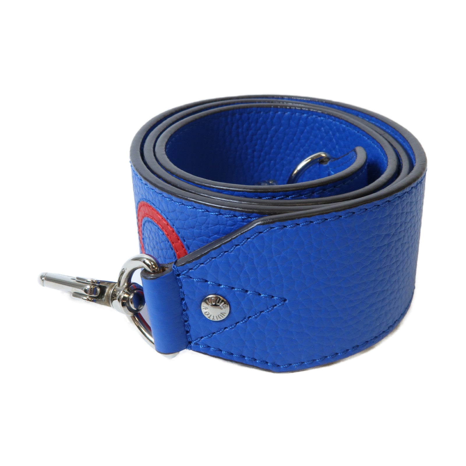 LOUIS VUITTON 牛皮皮革Logo Stitch Shoulder Strap銀扣肩背帶藍色