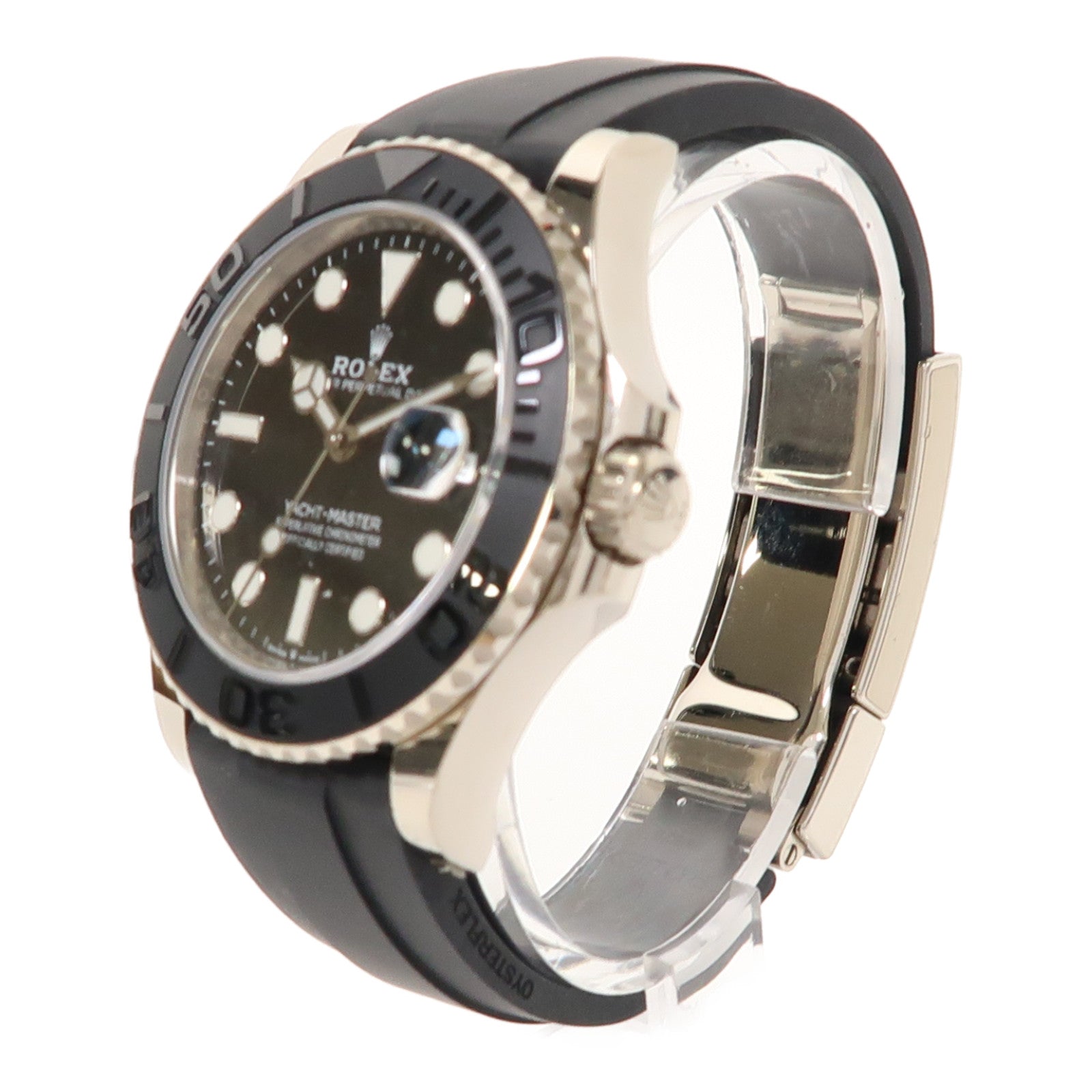 ROLEX Yacht Master 18K白金/橡膠手錶自動機芯黑色
