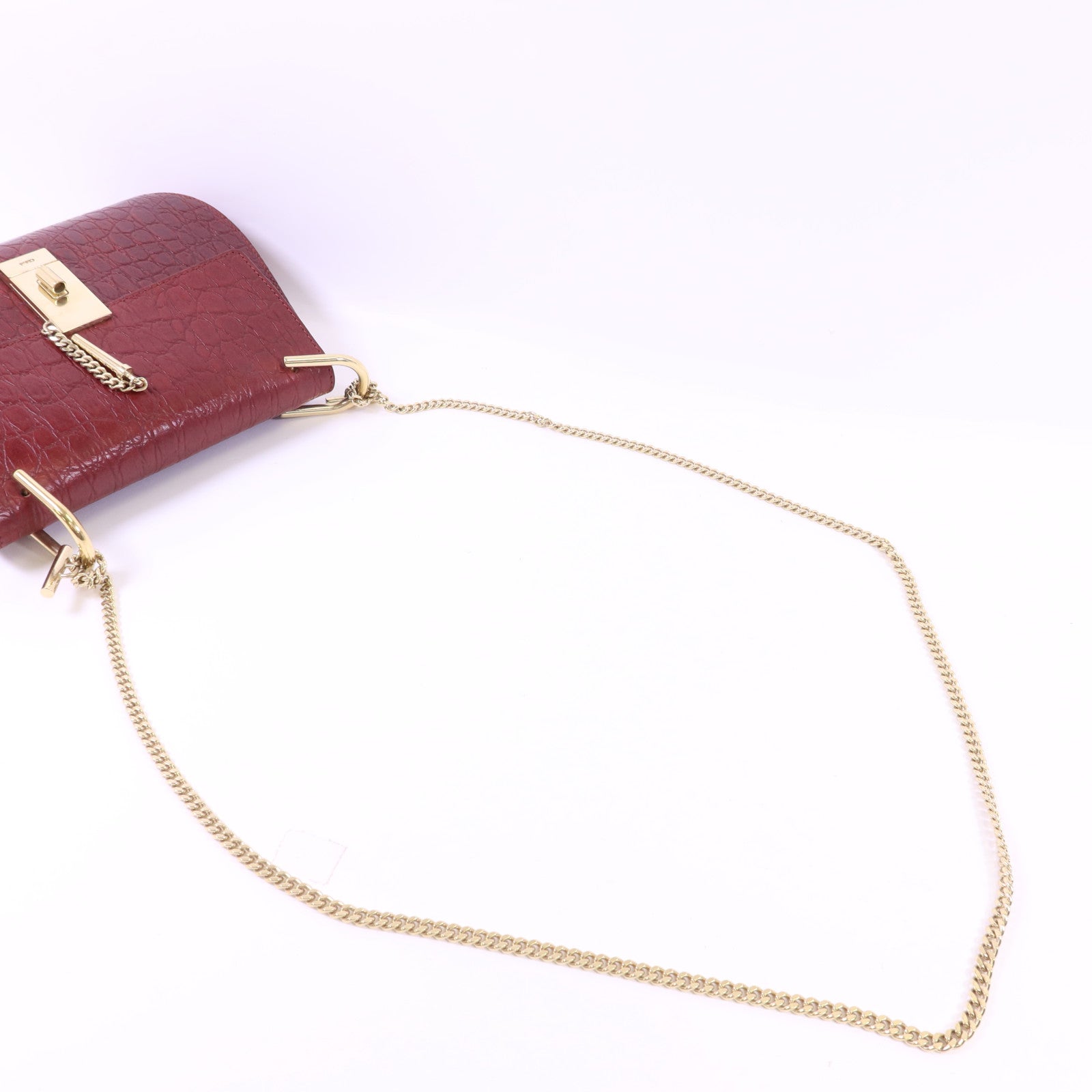 Chloe 牛皮皮革Shoulder Bag金扣鏈帶肩背袋