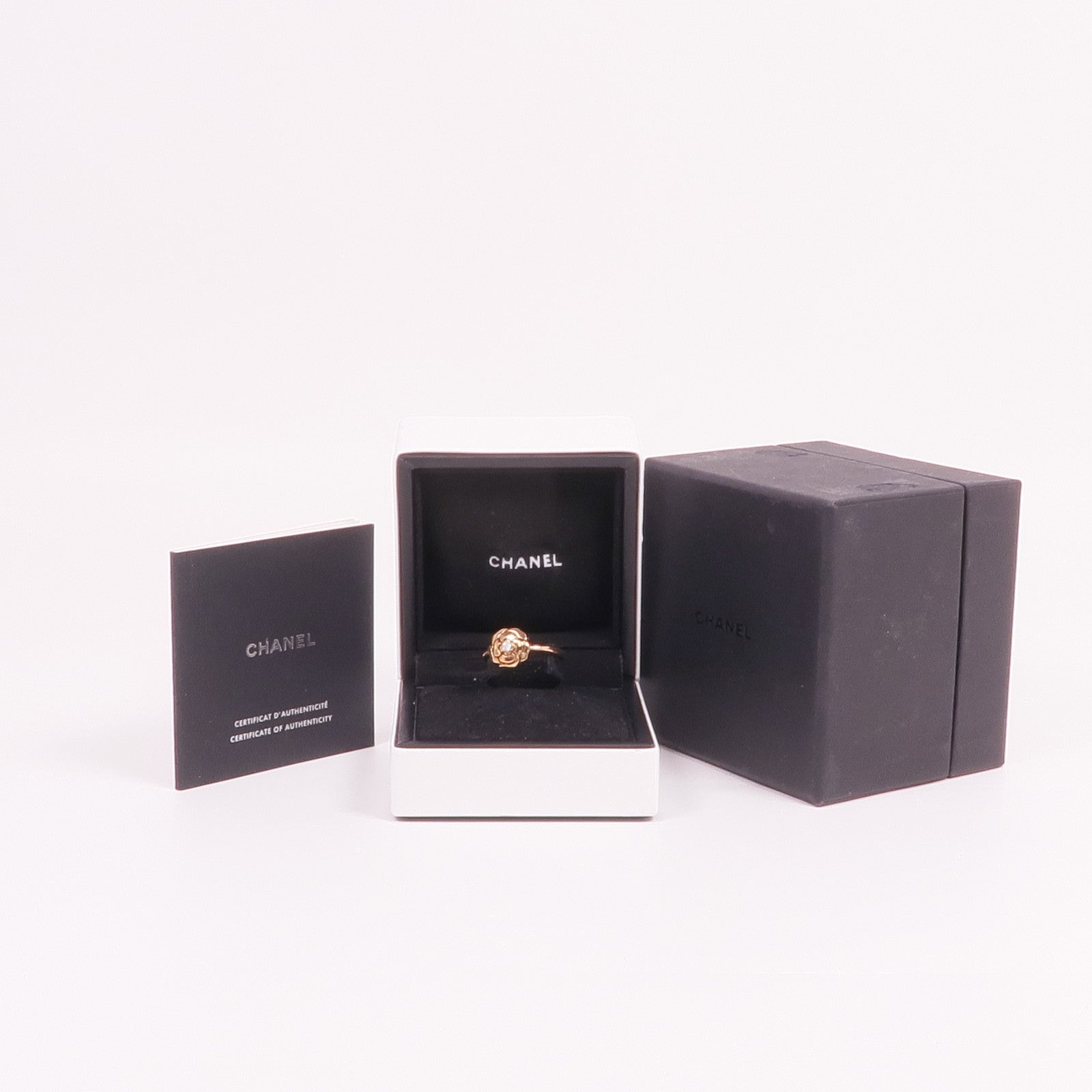 CHANEL 【激減優惠】18K玫瑰金Extrait de Camelia Ring鑽石戒指Chanel#58/US#8.25US#