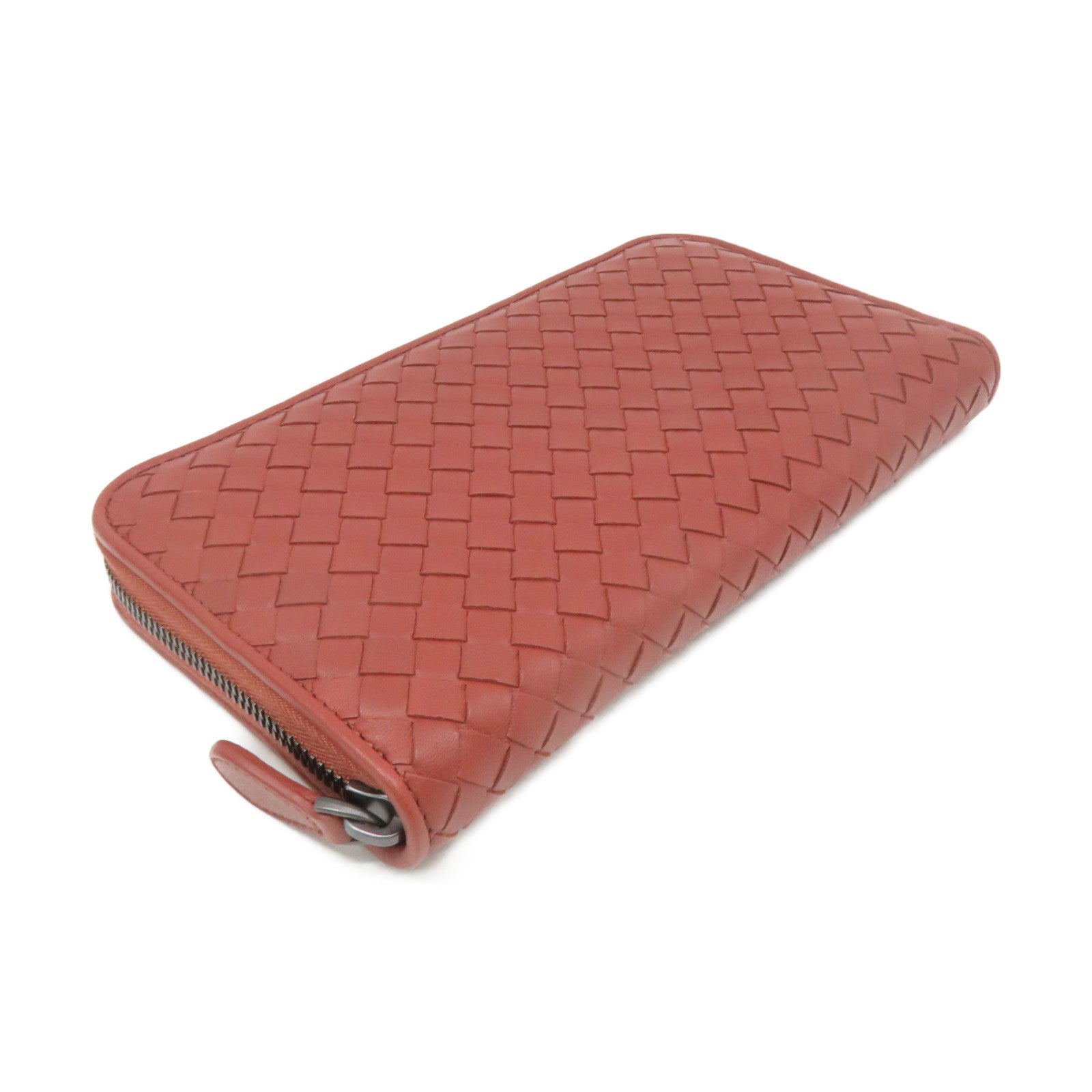 BOTTEGA VENETA Textured Leather Zipper Long Wallet Zipper Long Wallet Brown