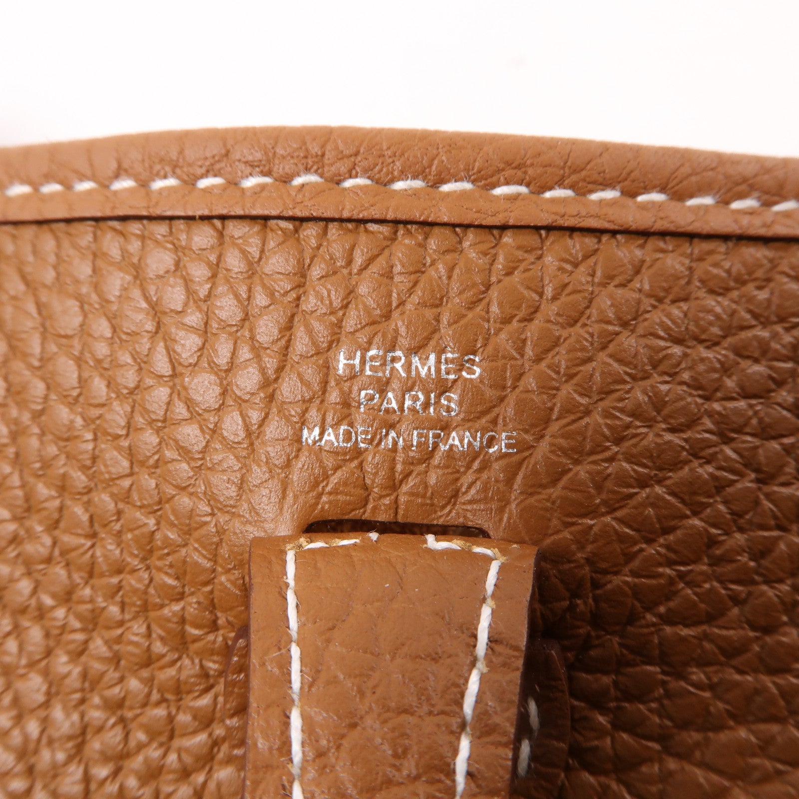 HERMES Clemence皮革Evelyne TPM銀扣肩背袋Gold棕色