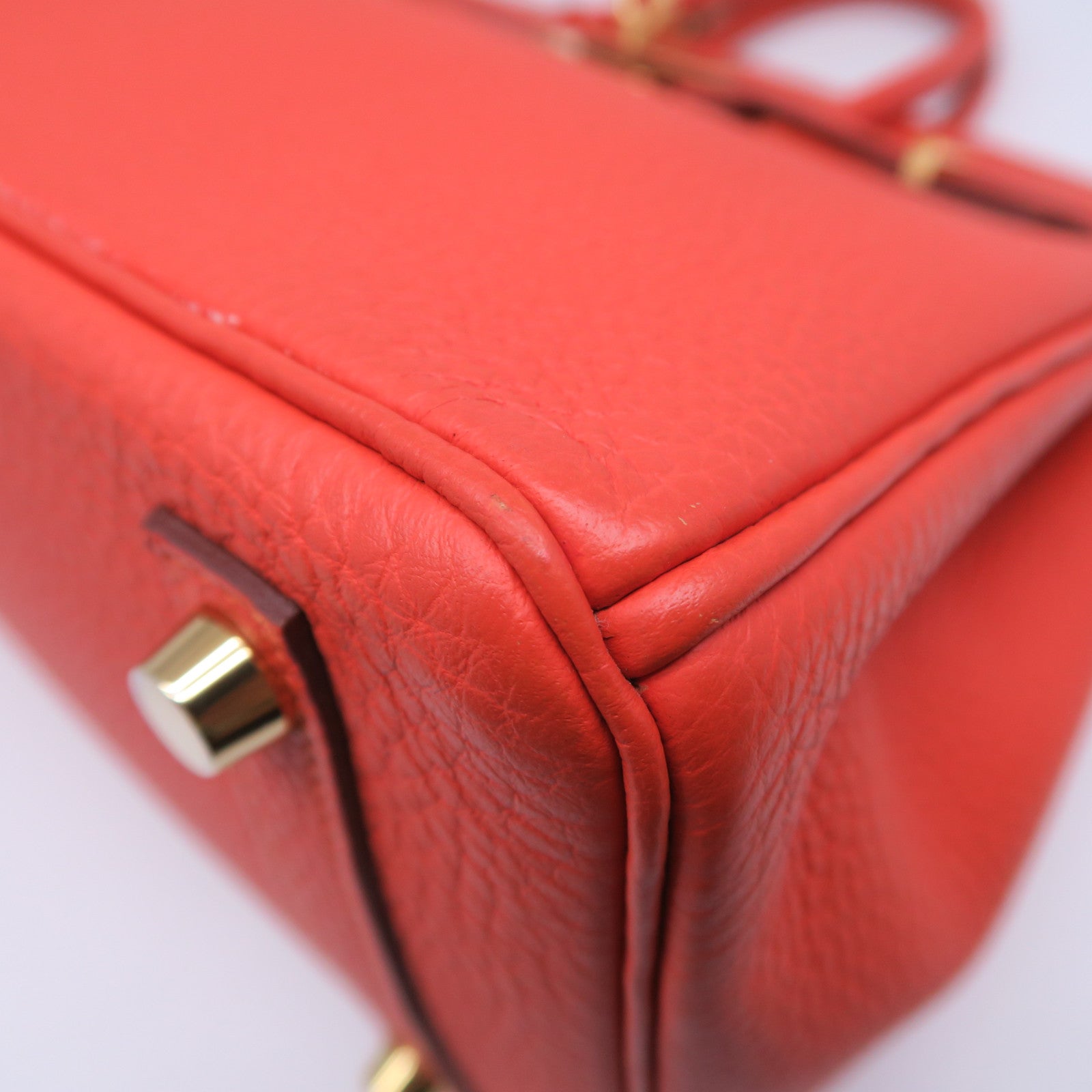 HERMES 【清倉大減價】Togo皮革Birkin 25金扣手挽袋火焰橘色