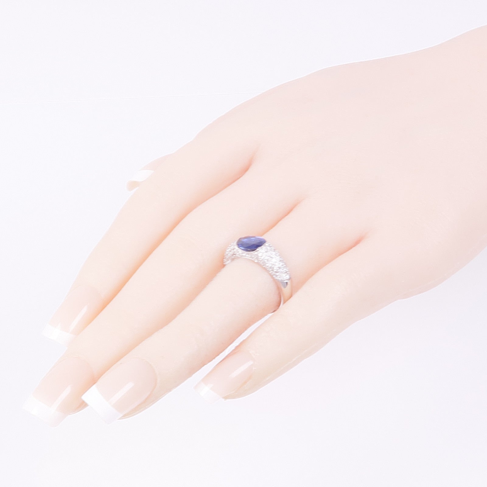 JEWELRY PT900鉑金Sapphire Diamond Ring藍寶石/鑽石戒指US#6