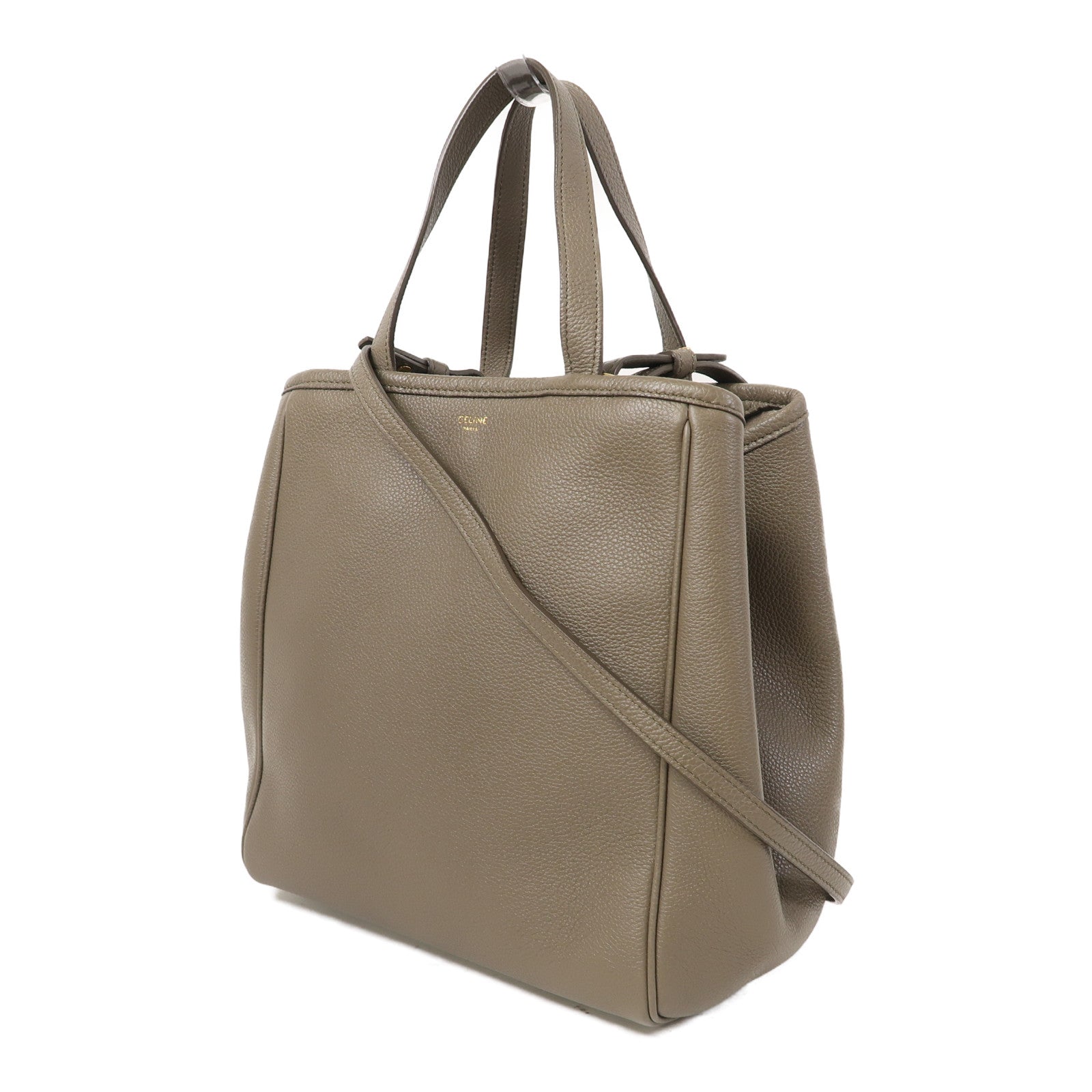 CELINE 【激減優惠】牛皮皮革Folded Cabas金扣手挽肩背兩用袋灰色