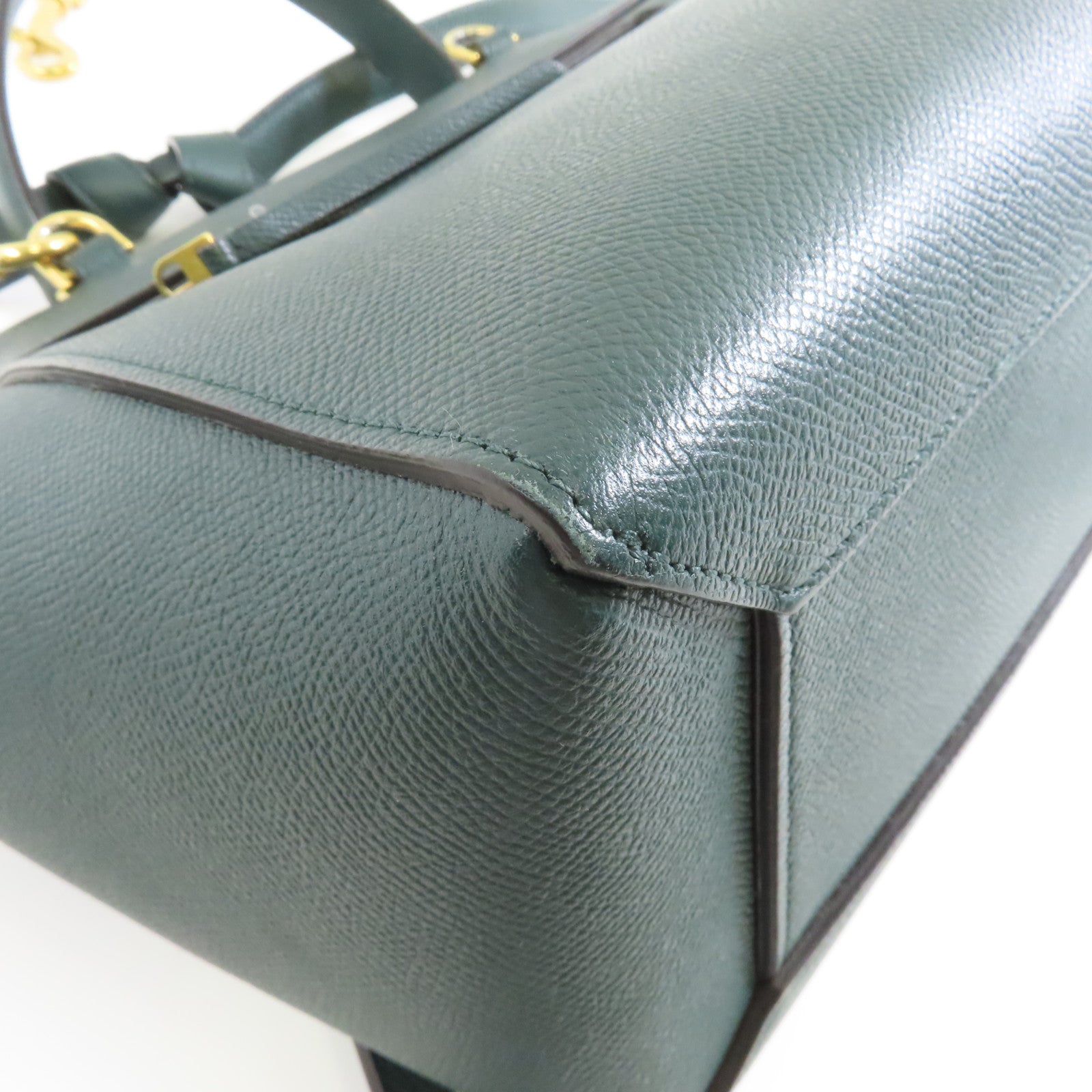 CELINE 牛皮皮革Belt Bag金扣手挽肩背兩用袋綠色