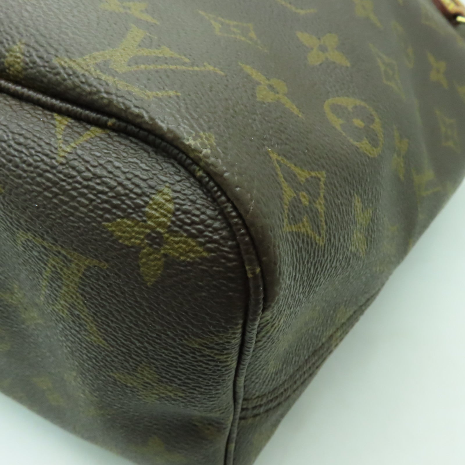 LOUIS VUITTON 【激減優惠】Monogram Neverfull MM金扣手挽袋棕色