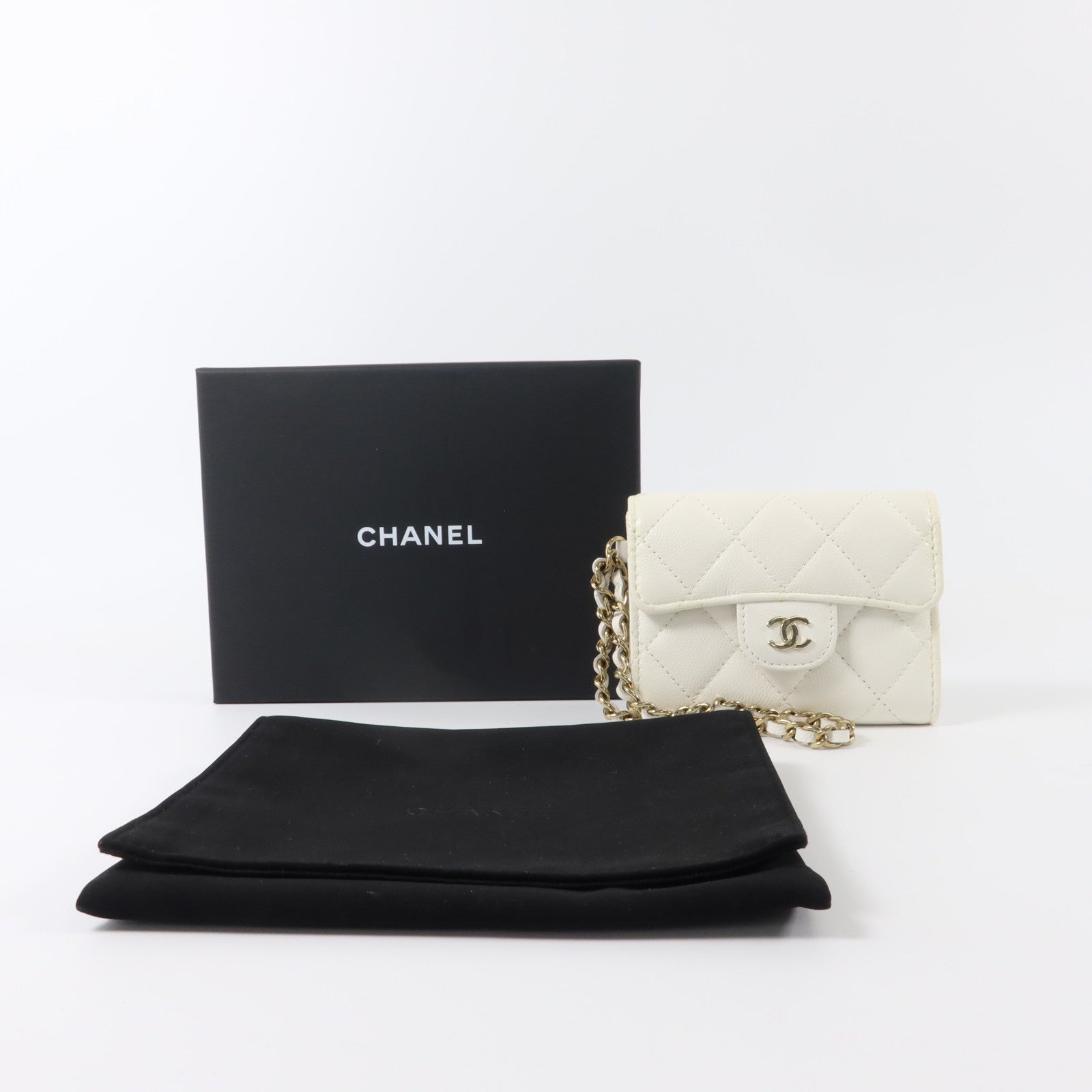 CHANEL 牛皮皮革Classic Short Wallet金扣錢包