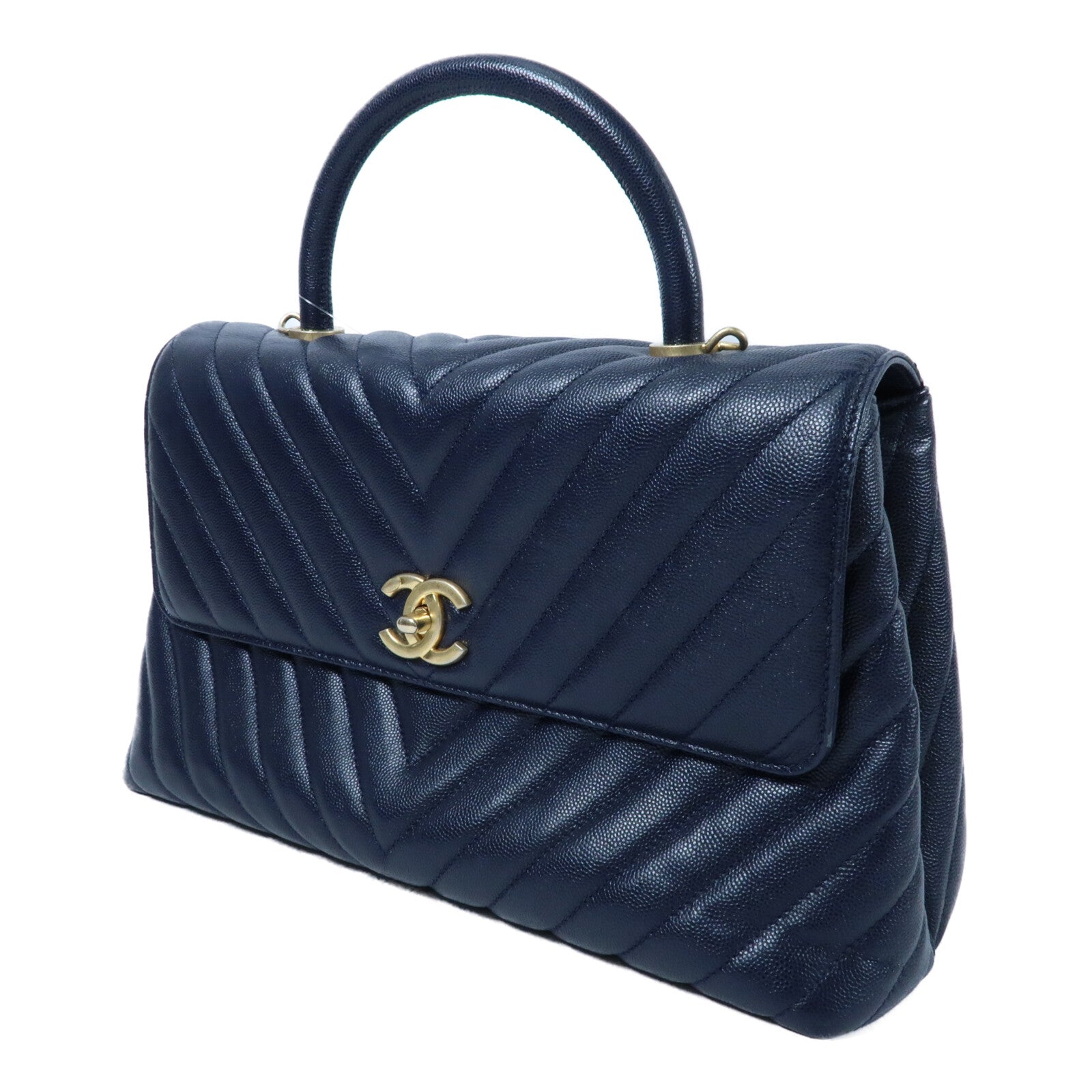CHANEL 牛皮皮革Coco Handle Small金扣鏈帶手挽肩背兩用袋