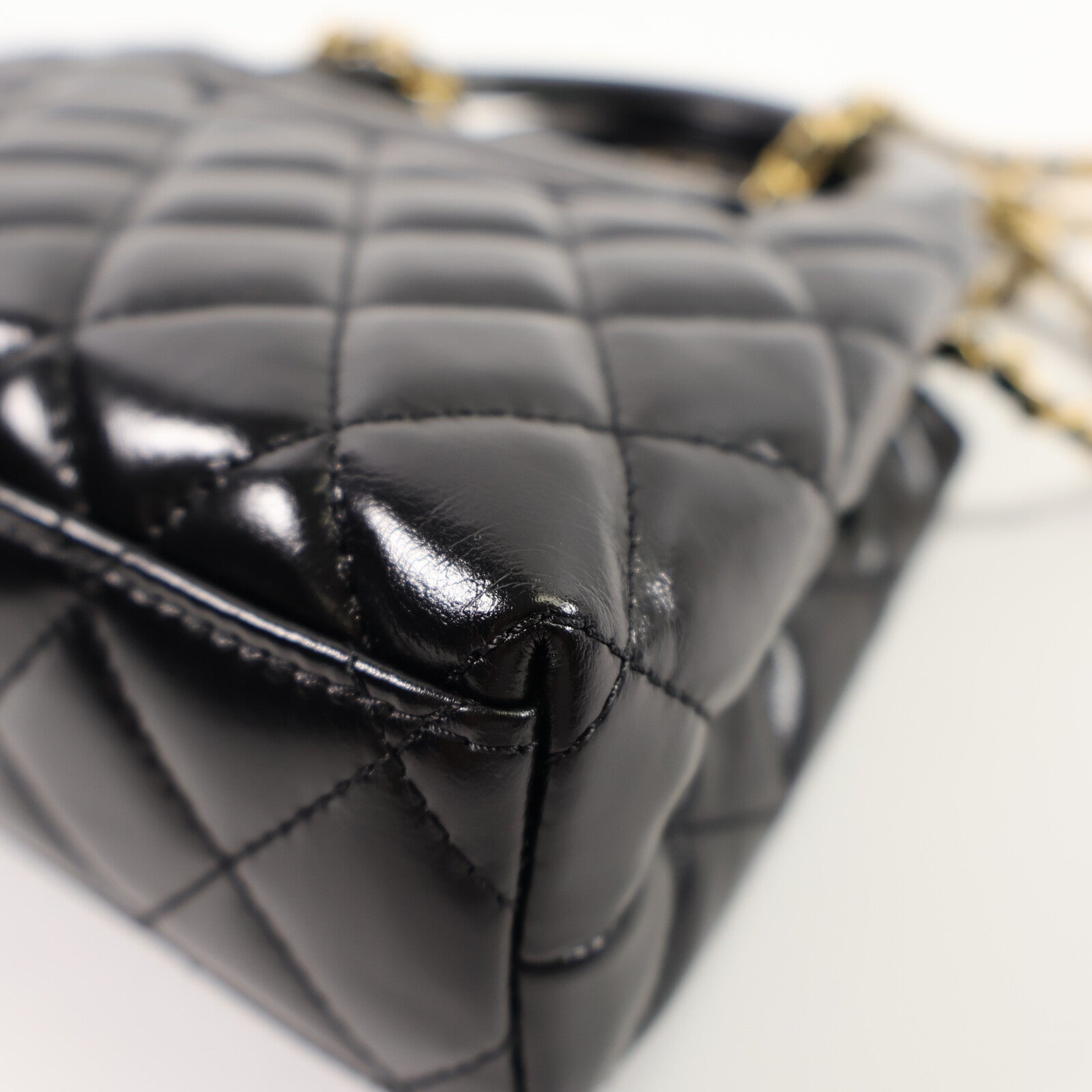 CHANEL 牛皮皮革Mini Kelly Bag鏈帶手挽肩背兩用袋
