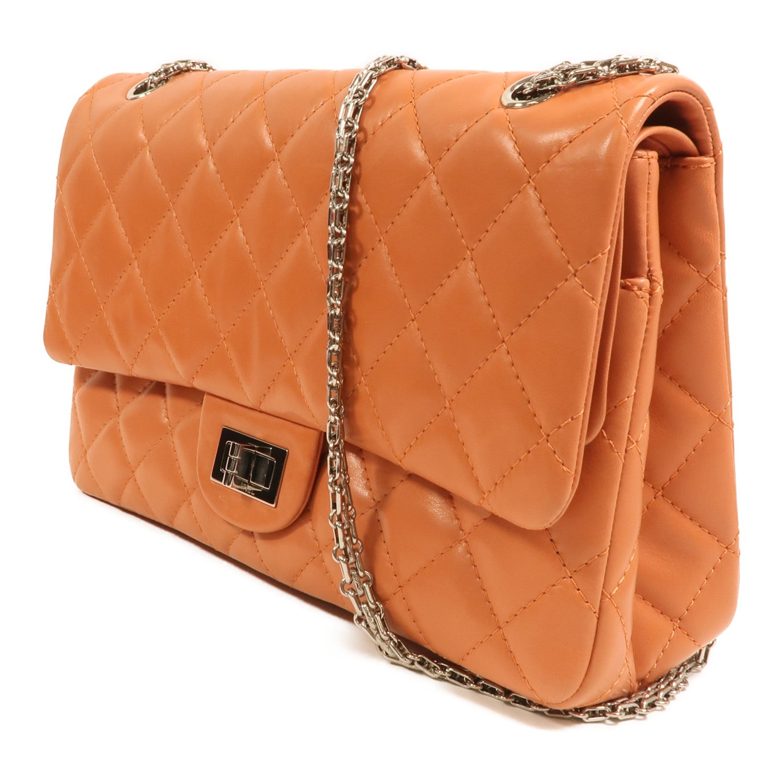 CHANEL 羊皮皮革2.55 Jumbo銀扣鏈帶肩背袋
