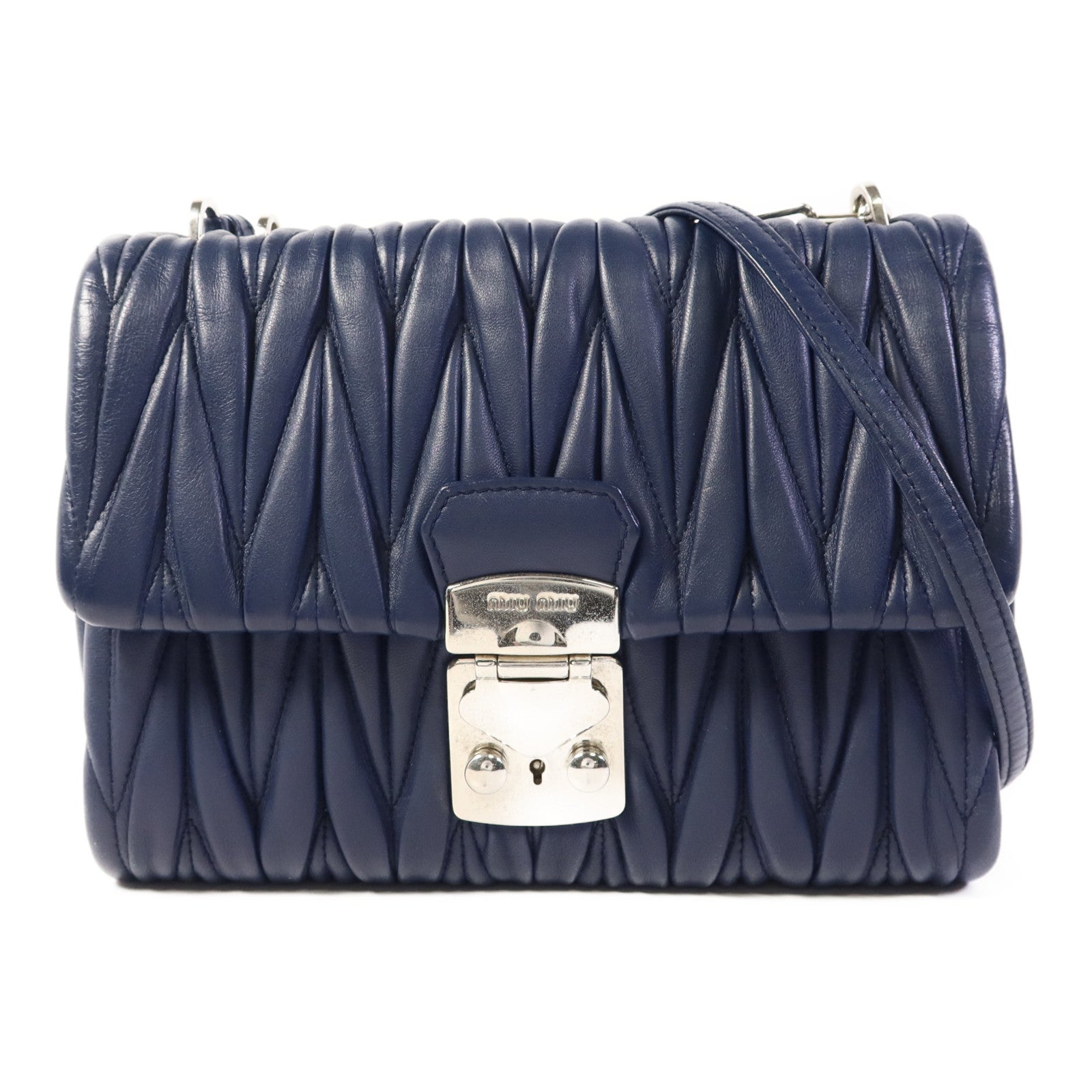 Miu Miu 羊皮皮革Chain Mini Bag銀扣肩背袋