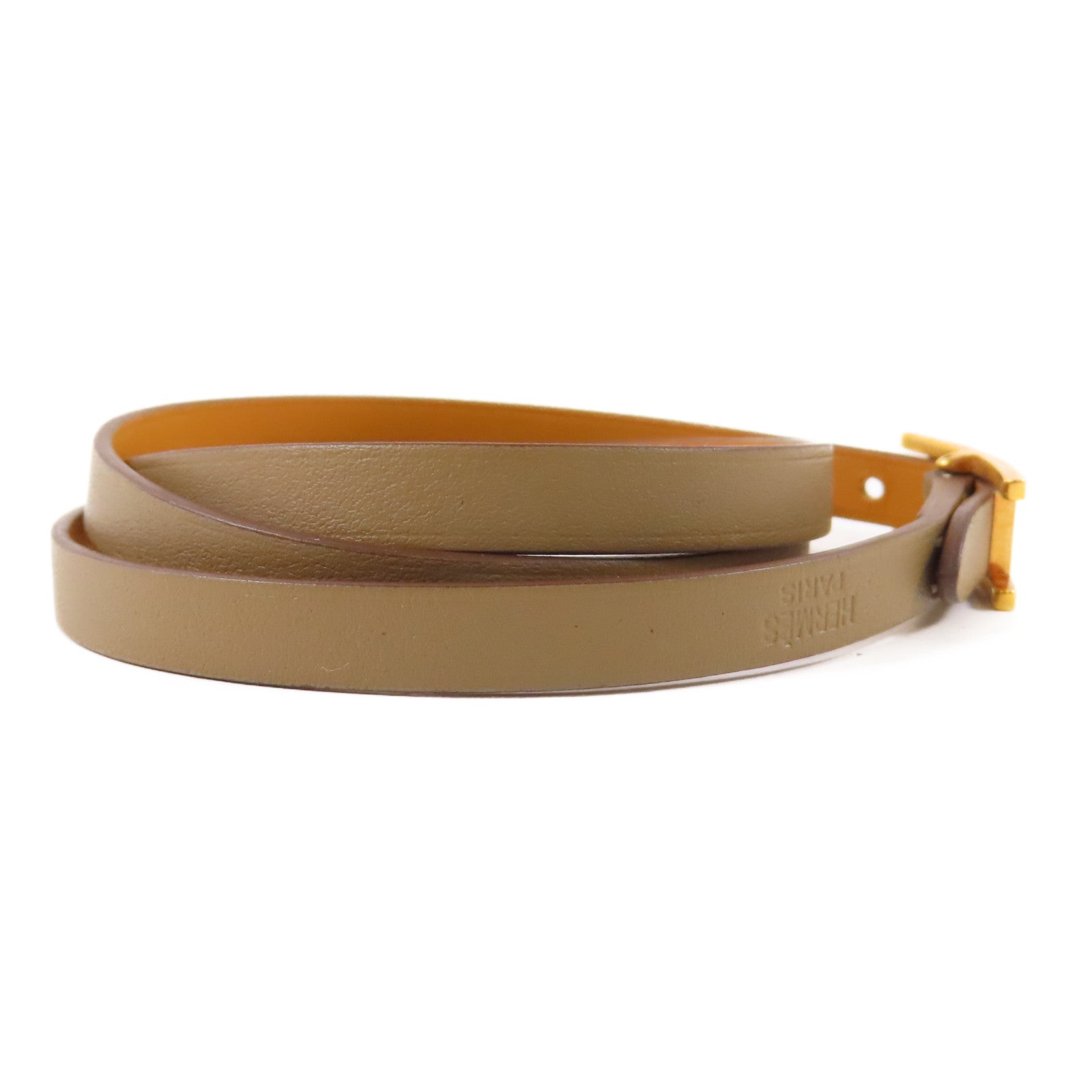 HERMES 【激減優惠】Swift皮革Cuir Hapi Bracelet金扣手鐲18 Etoupe