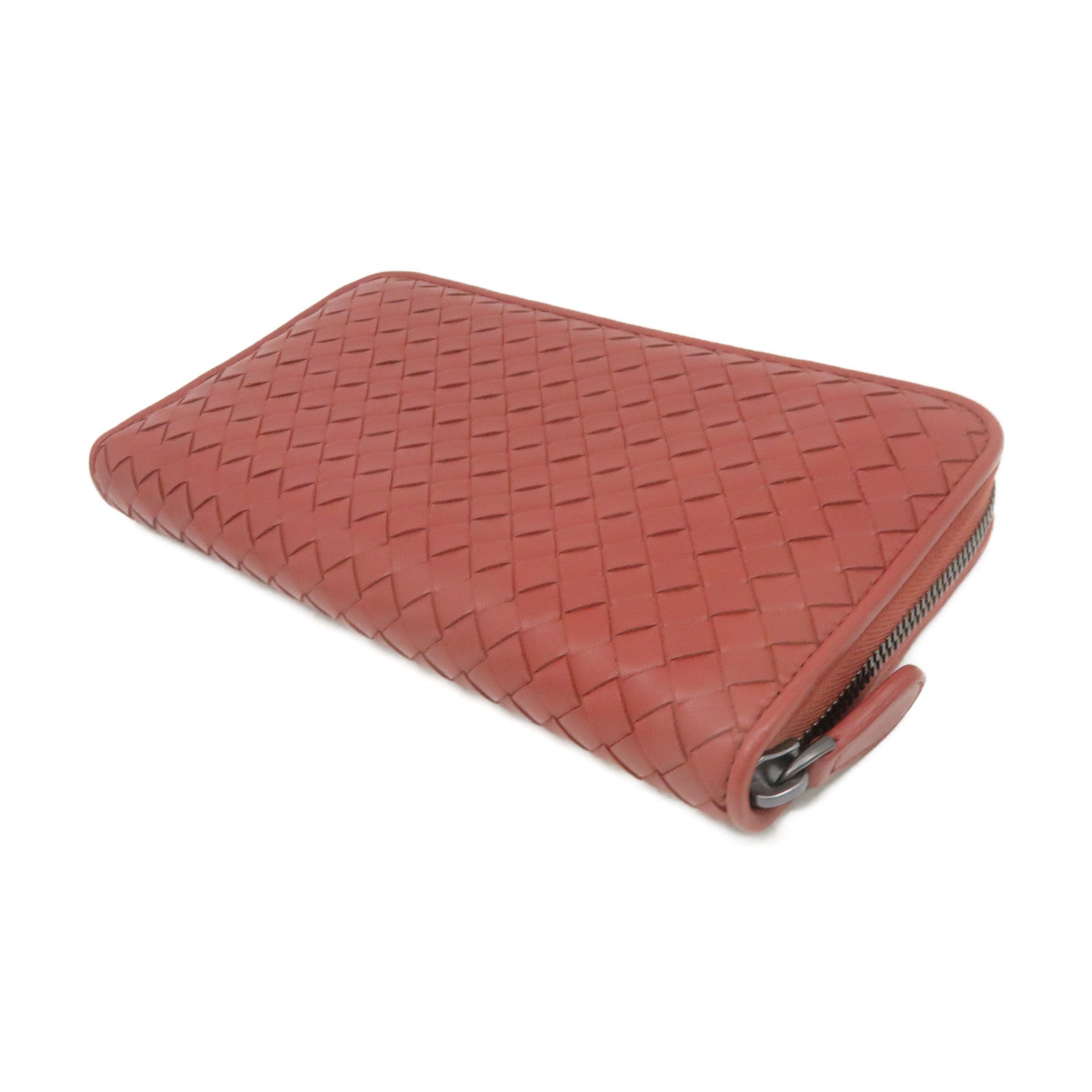 BOTTEGA VENETA Textured Leather Zipper Long Wallet Zipper Long Wallet Brown