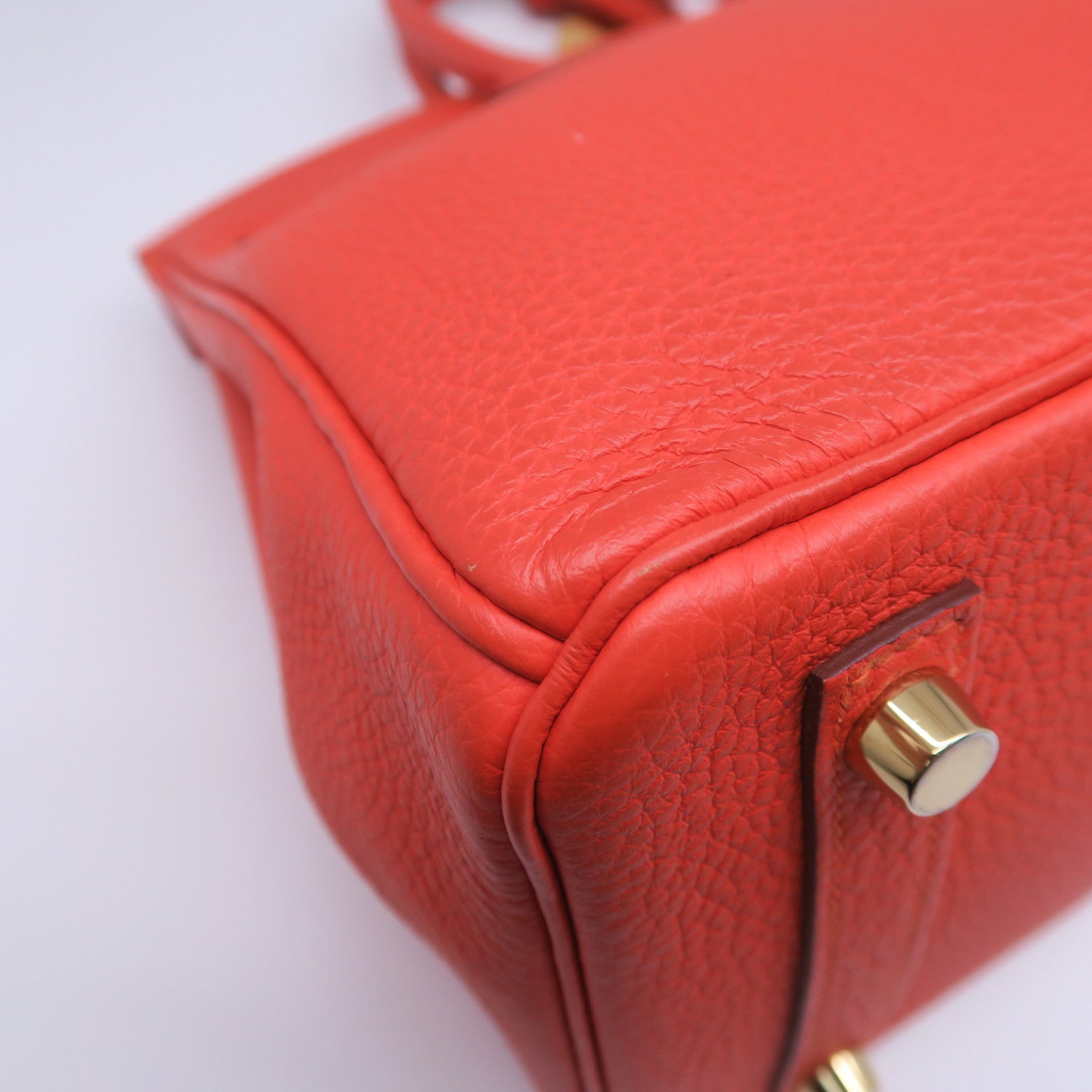 HERMES 【清倉大減價】Togo皮革Birkin 25金扣手挽袋火焰橘色