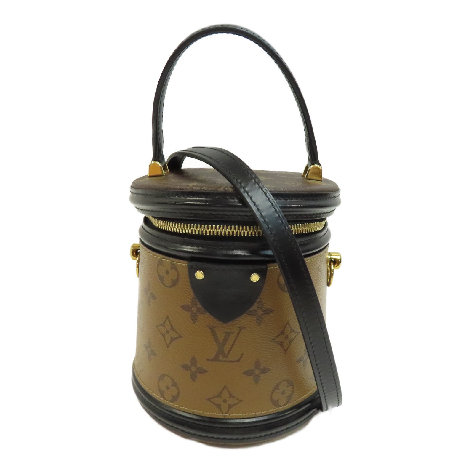 LOUIS VUITTON Monogram Reverse Cannes金扣手挽肩背兩用袋啡色