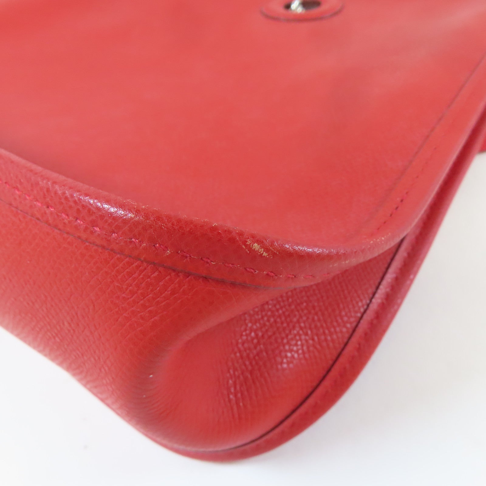 HERMES Epsom皮革Vespa Shoulder Bag銀扣肩背袋法拉利紅色
