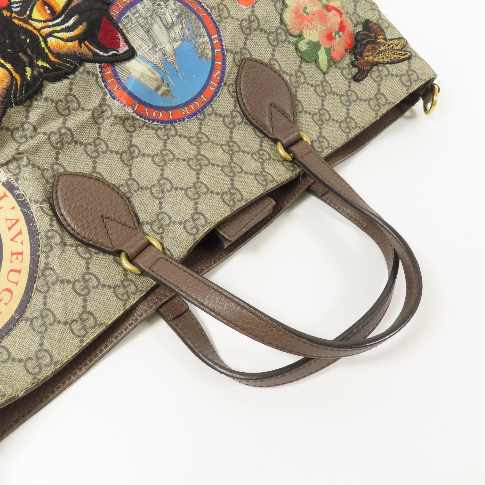 GUCCI 塗層帆布Tote Bag金扣手挽肩背兩用袋