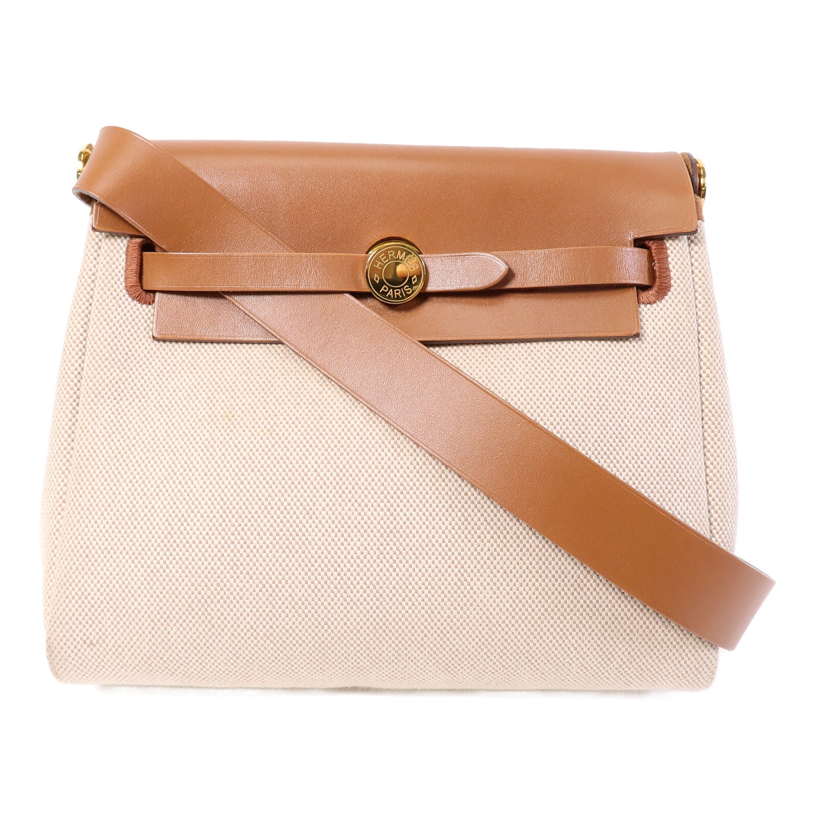 HERMES 帆布Mini Herbag肩背袋Gold