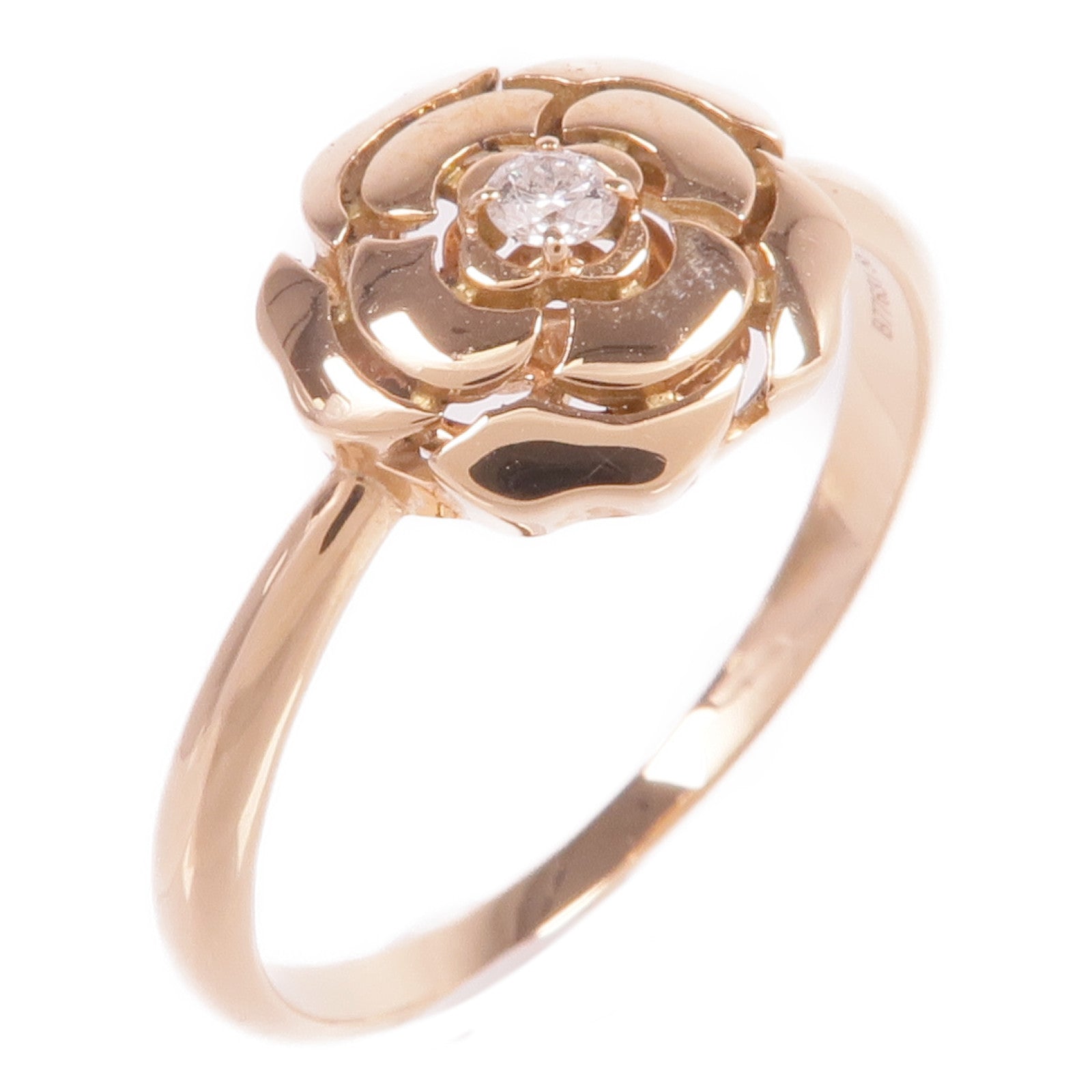 CHANEL 18K玫瑰金Extrait de Camelia Ring鑽石戒指Chanel#58/US#8.25US#
