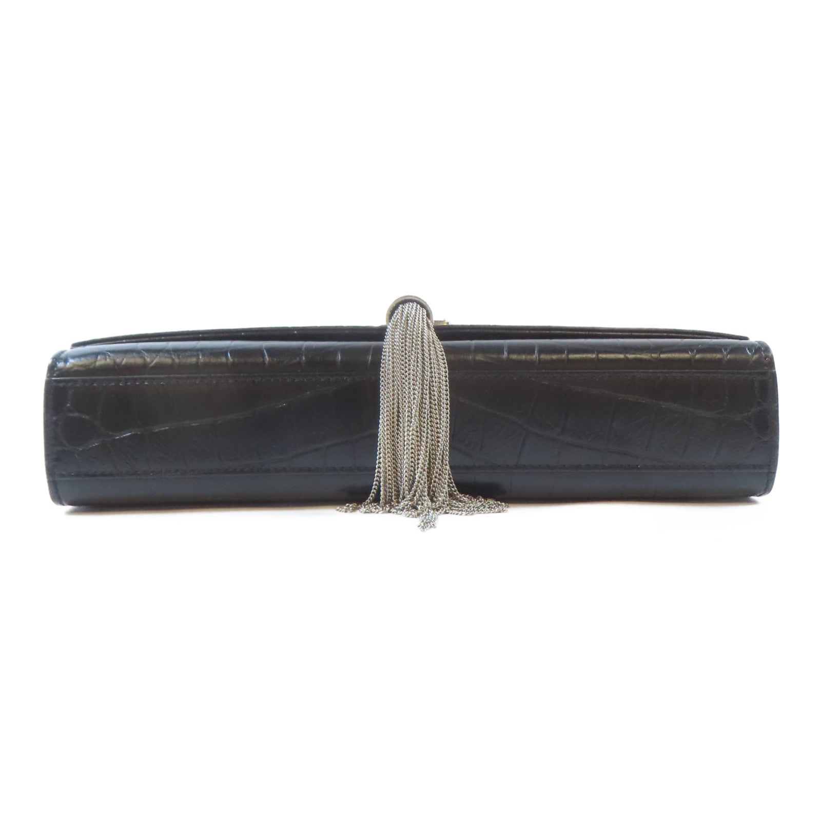 SAINT LAURENT 牛皮皮革Kate Tassel Bag銀扣鏈帶肩背袋黑色
