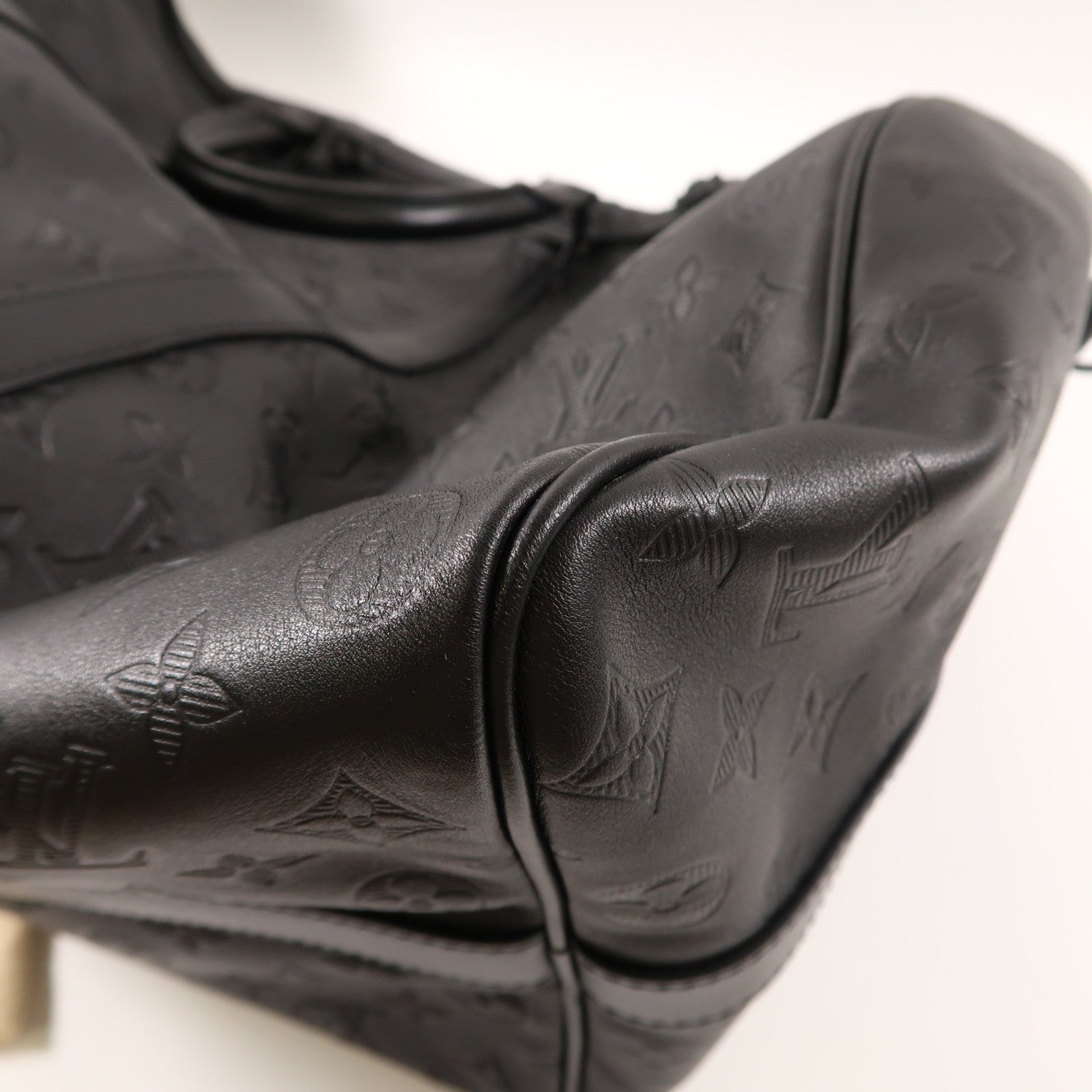 LOUIS VUITTON Monogram Shadow Keepall 50 Bandouliere手挽肩背兩用旅行袋黑色