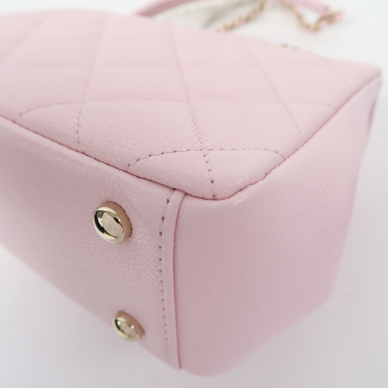 CHANEL 菱格Caviar皮革Business Affinity Chain Shoulder Bag金扣鏈帶手挽肩背兩用袋粉紅色