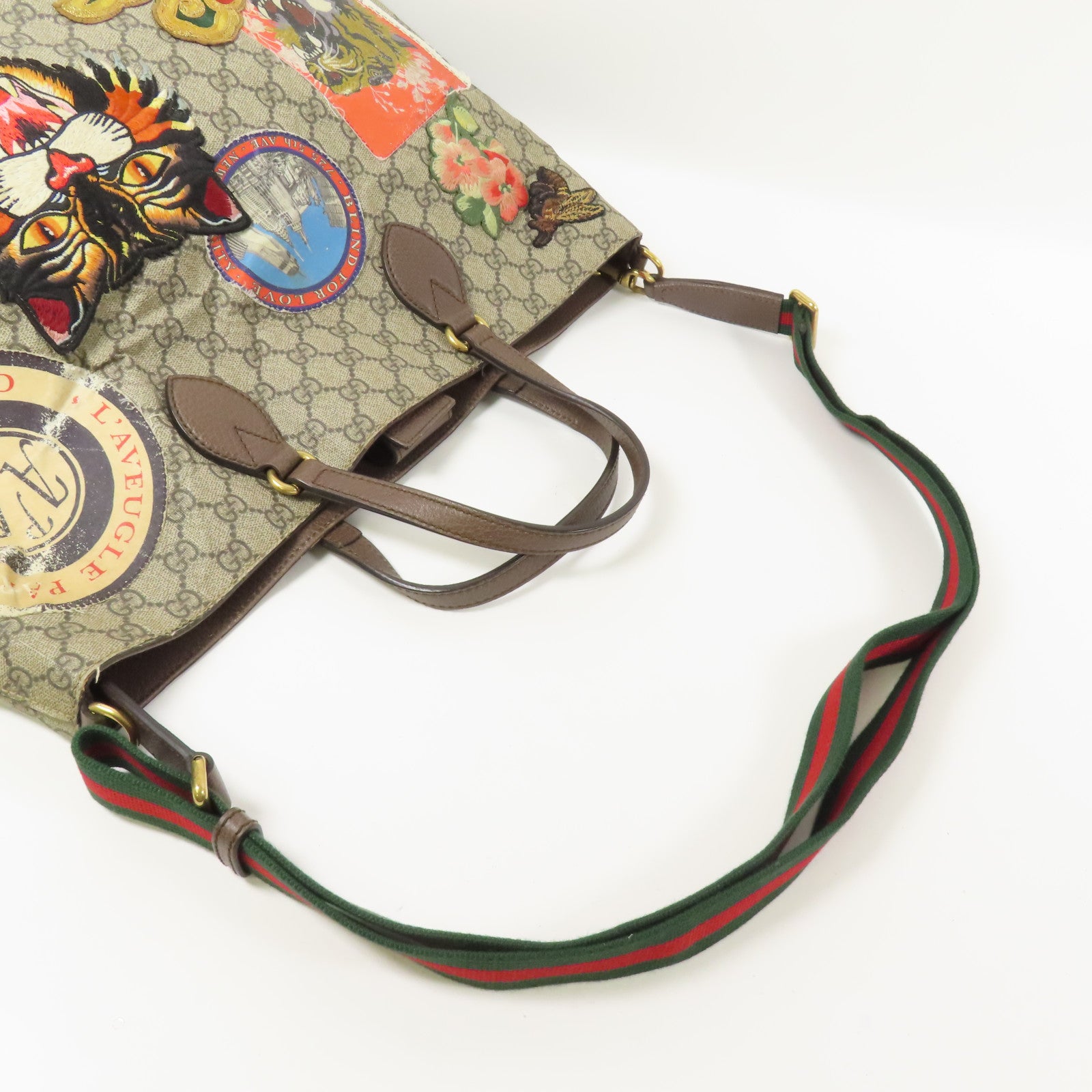 GUCCI 塗層帆布Tote Bag金扣手挽肩背兩用袋