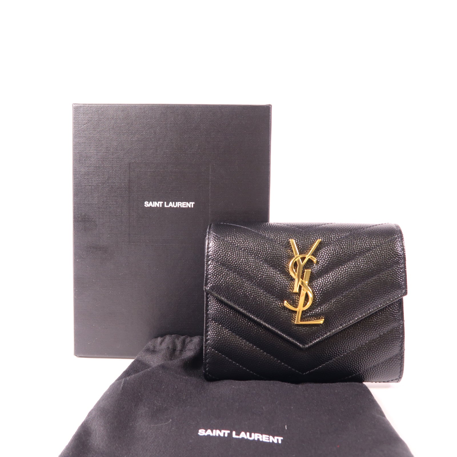 SAINT LAURENT 牛皮皮革Wallet金扣錢包
