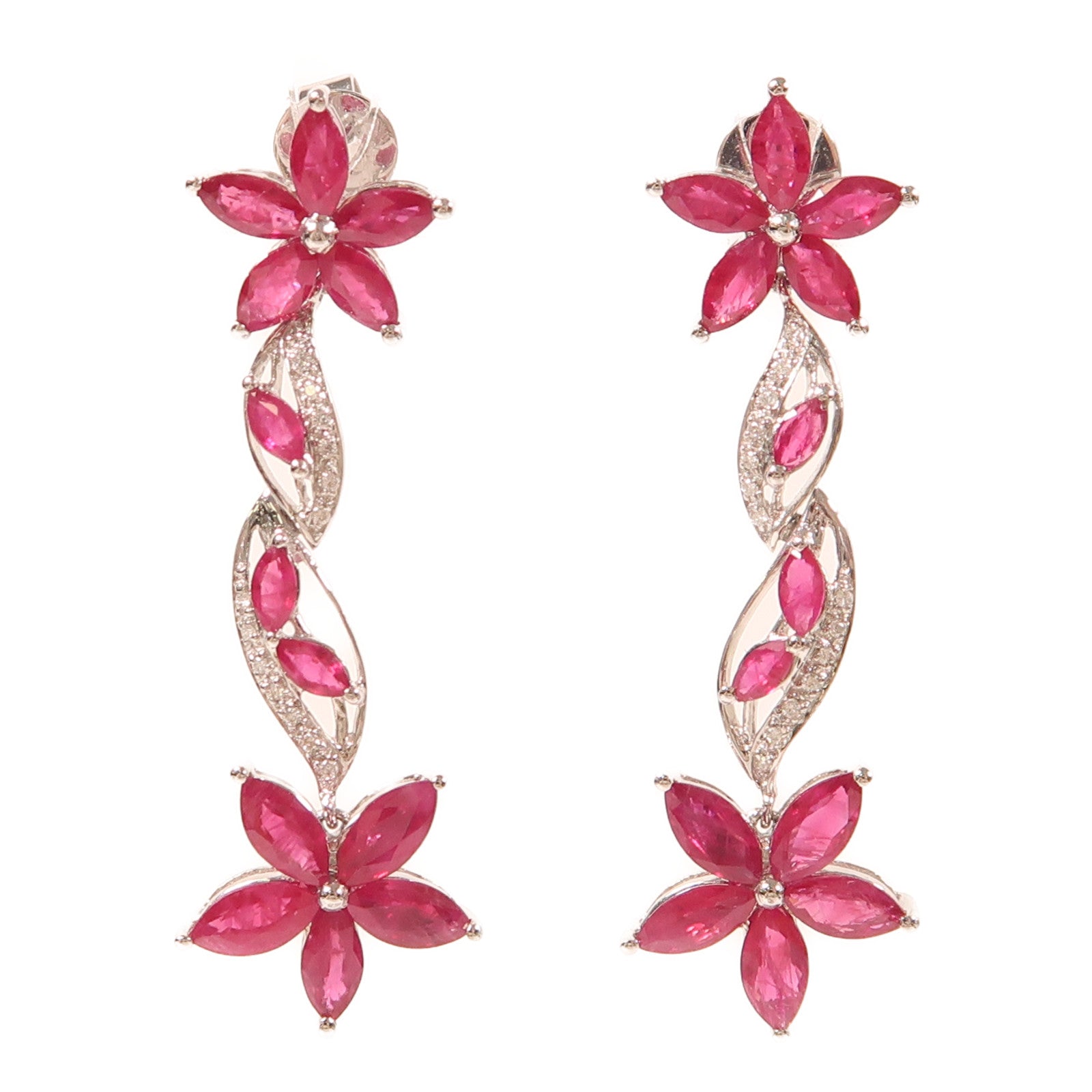 JEWELRY 【激減優惠】18K白金/紅寶石/鑽石Ruby Diamond Earrings耳環