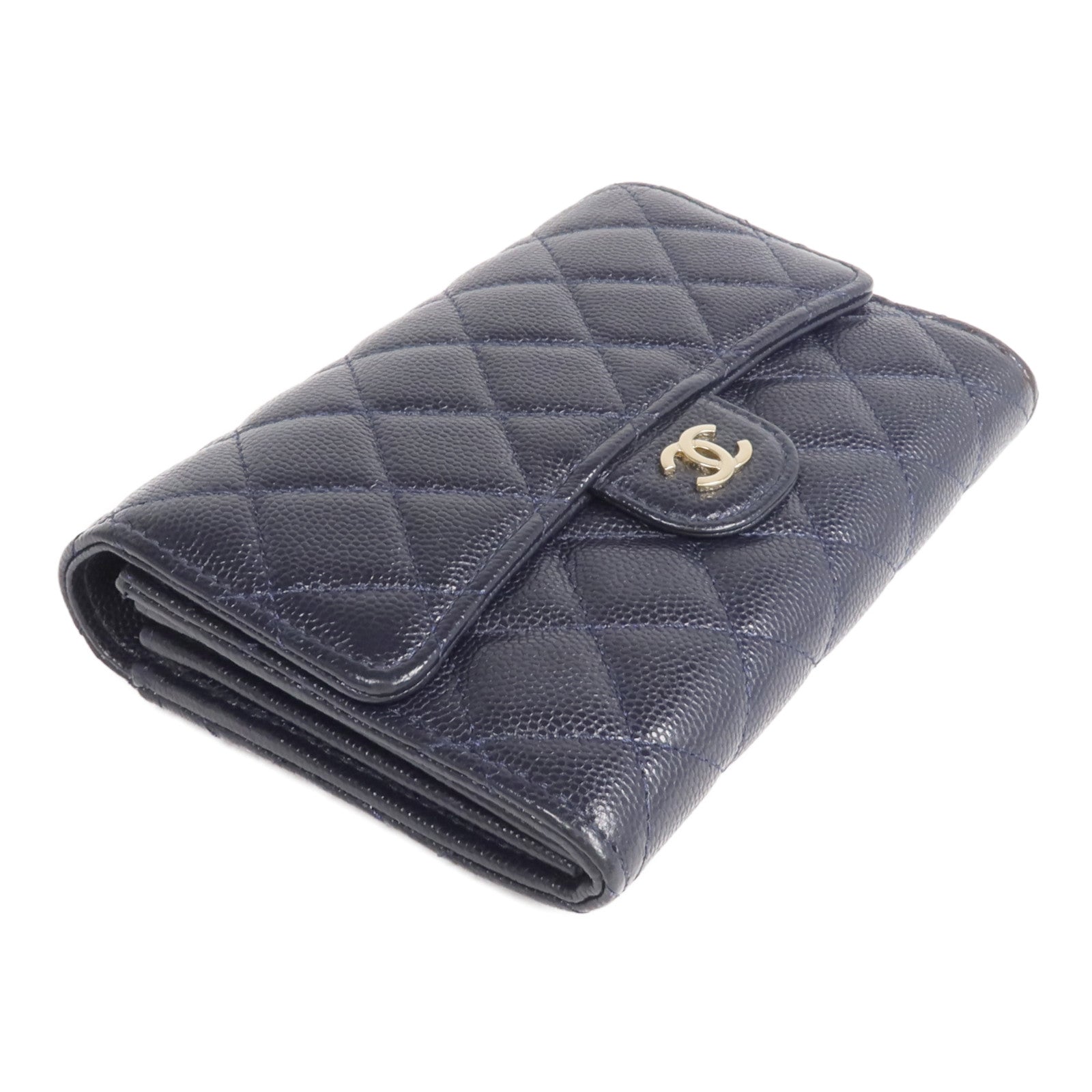CHANEL 牛皮皮革Wallet金扣錢包
