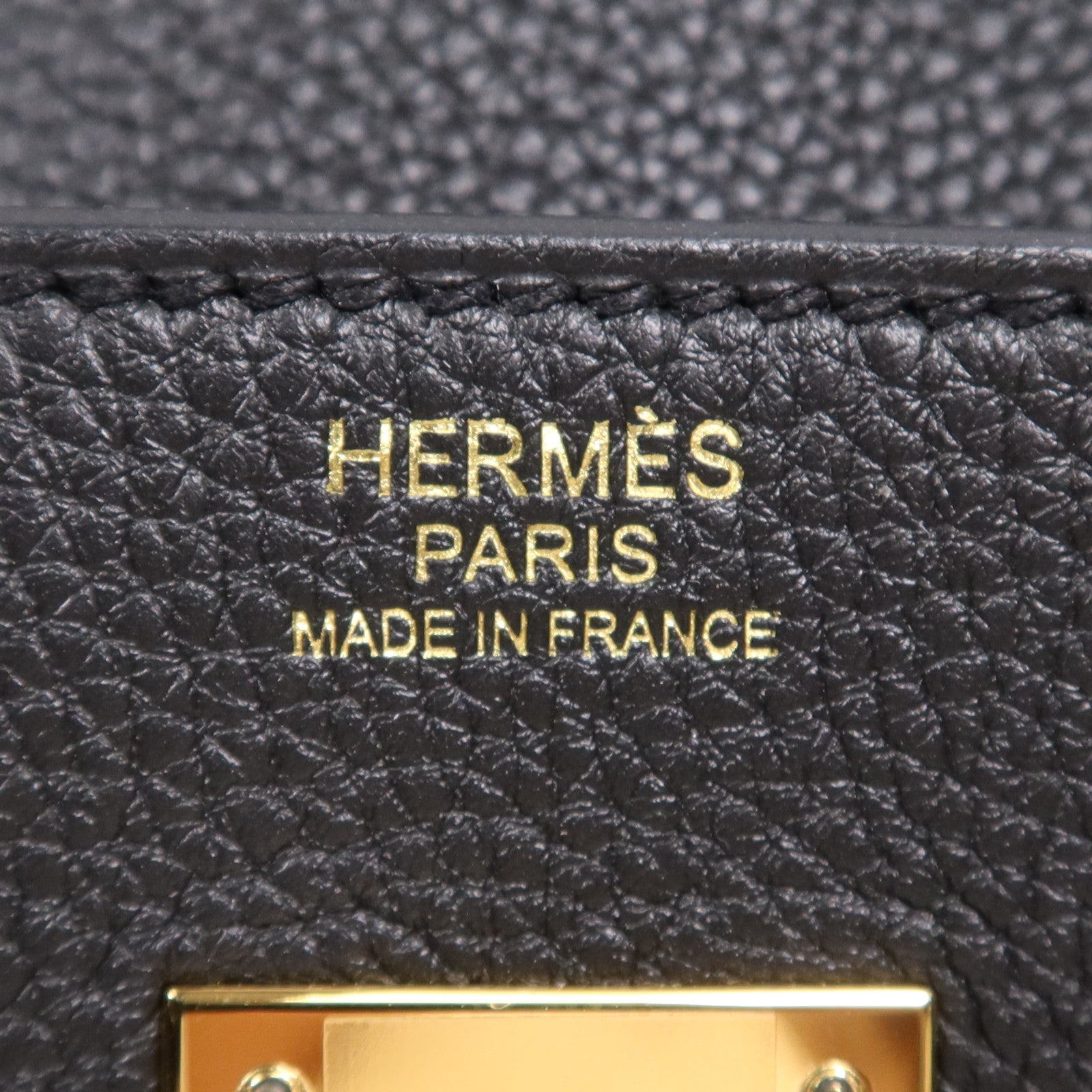 HERMES Clemence皮革Birkin 30金扣手挽袋Noir