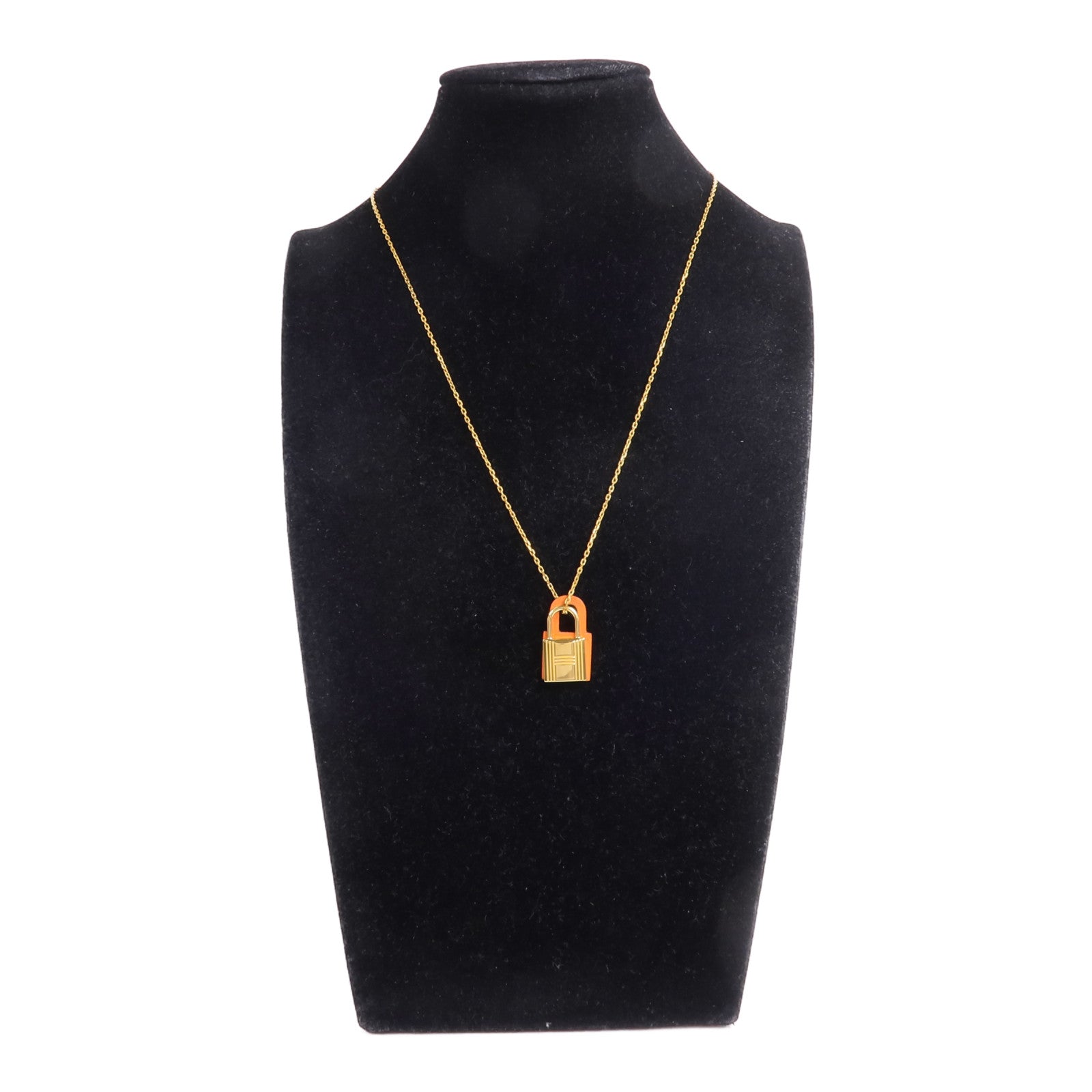 HERMES 金屬/Swift皮革O'Kelly Necklace項鍊Orange