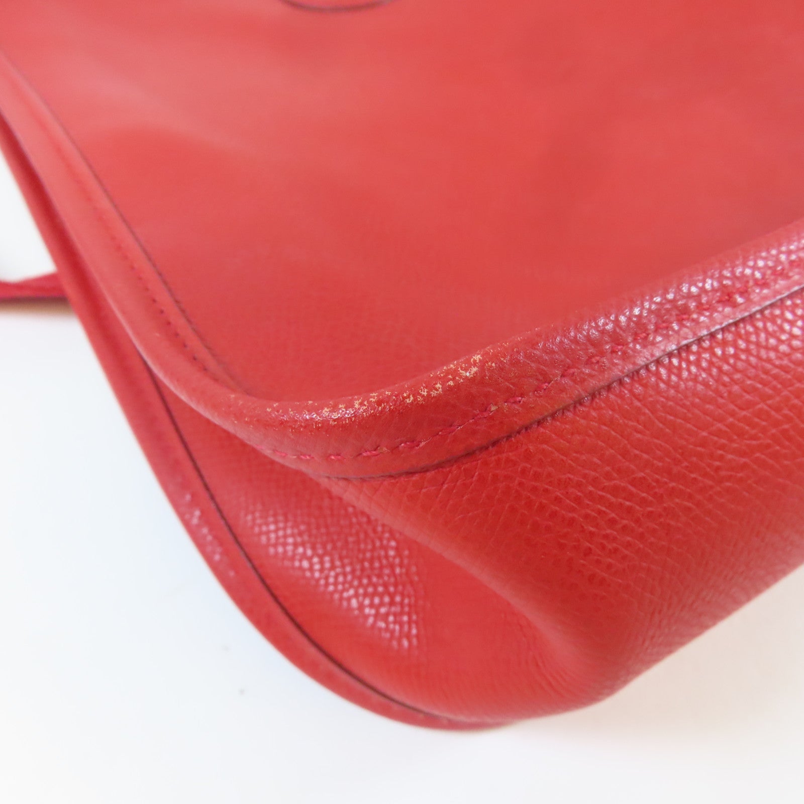 HERMES Epsom皮革Vespa Shoulder Bag銀扣肩背袋法拉利紅色