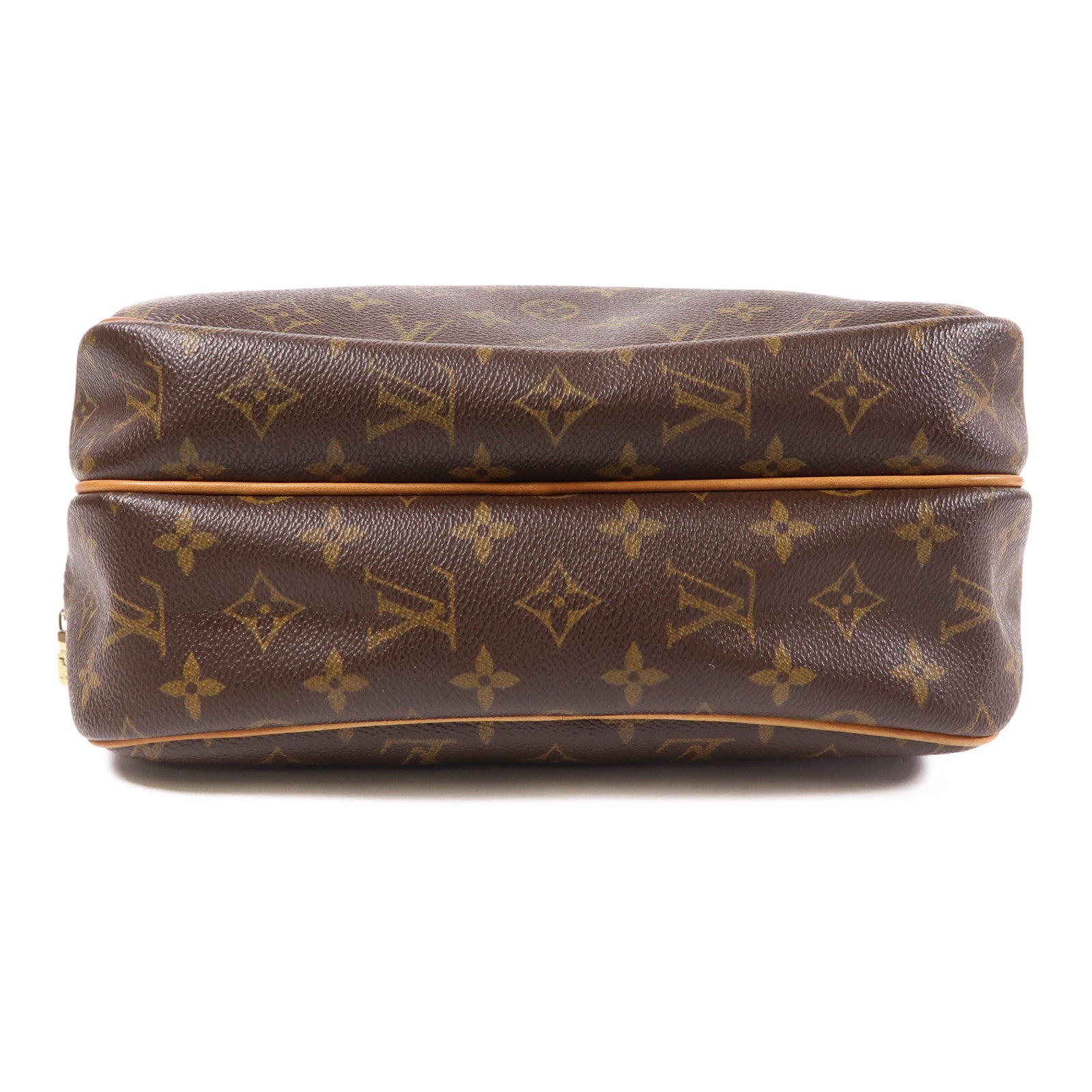 LOUIS VUITTON Monogram Reporter PM金扣肩背袋棕色