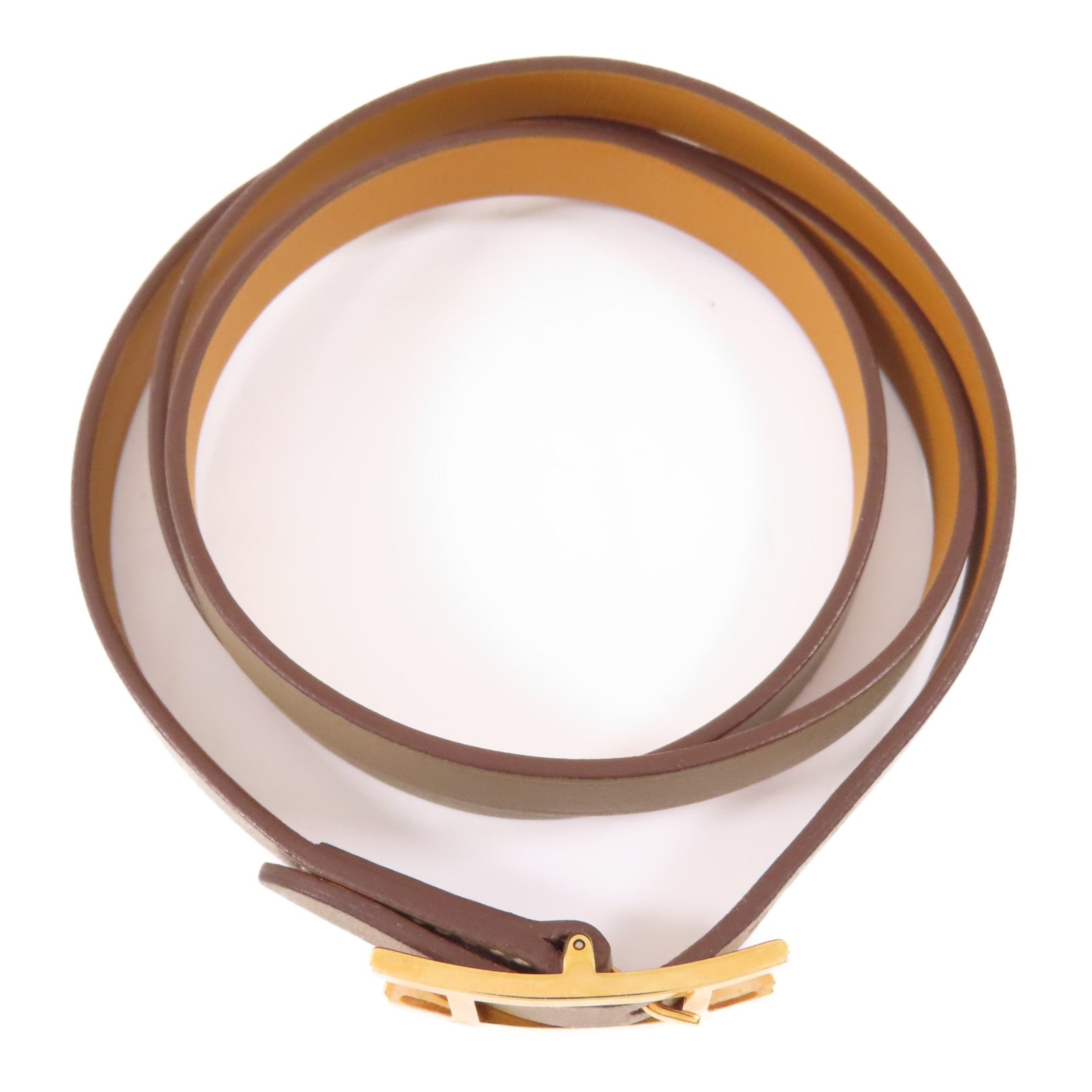 HERMES Swift皮革Cuir Hapi Bracelet金扣手鐲18 Etoupe