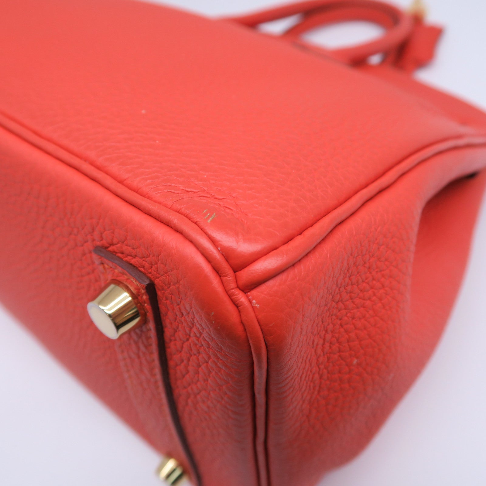 HERMES 【清倉大減價】Togo皮革Birkin 25金扣手挽袋火焰橘色