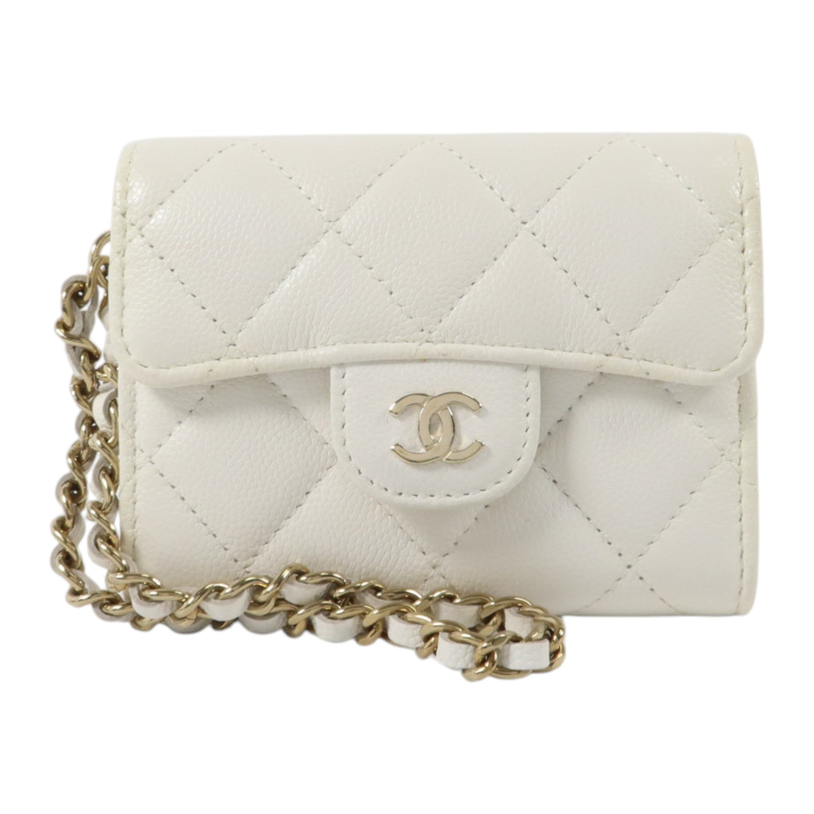 CHANEL 牛皮皮革Classic Short Wallet金扣錢包