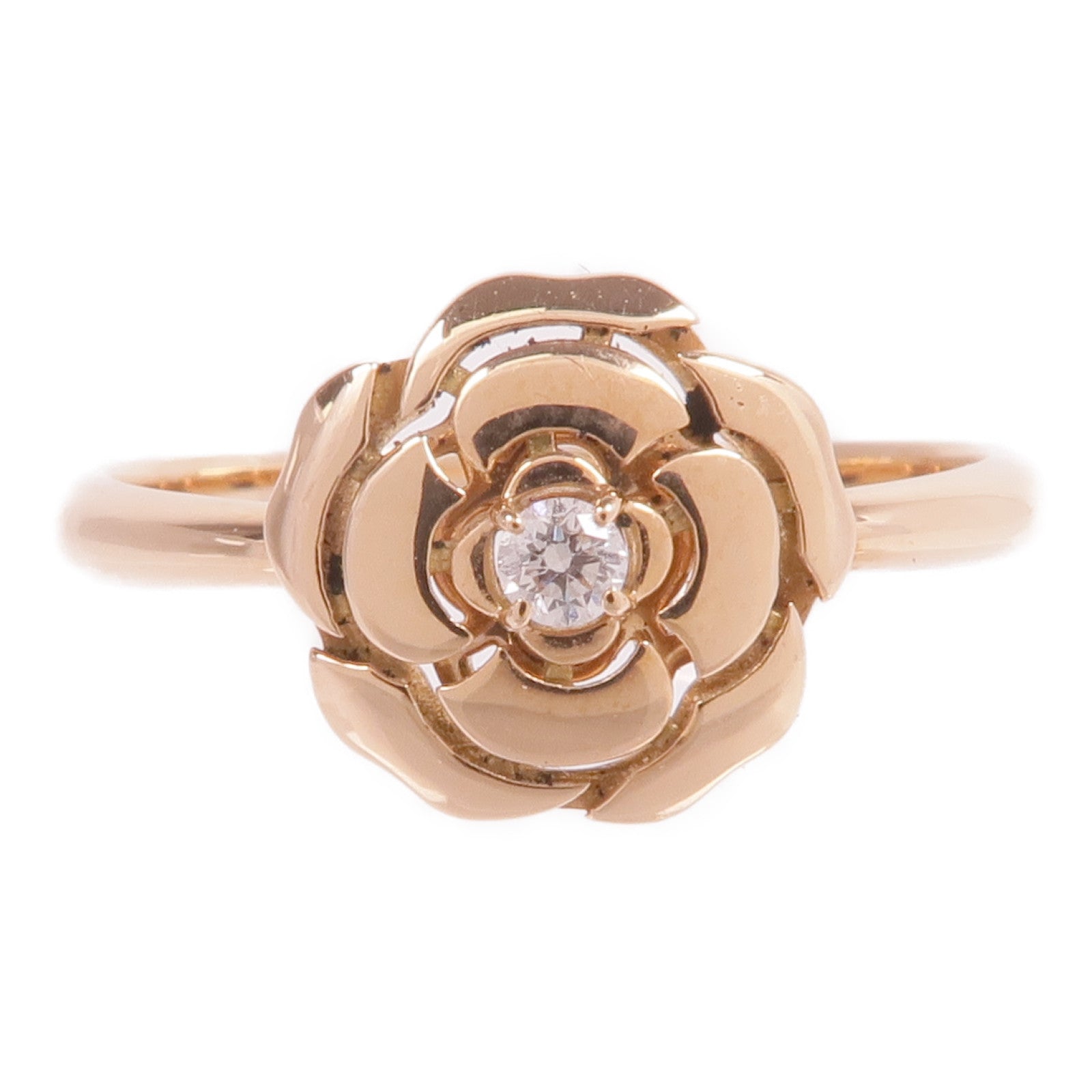 CHANEL 18K玫瑰金Extrait de Camelia Ring鑽石戒指Chanel#58/US#8.25US#