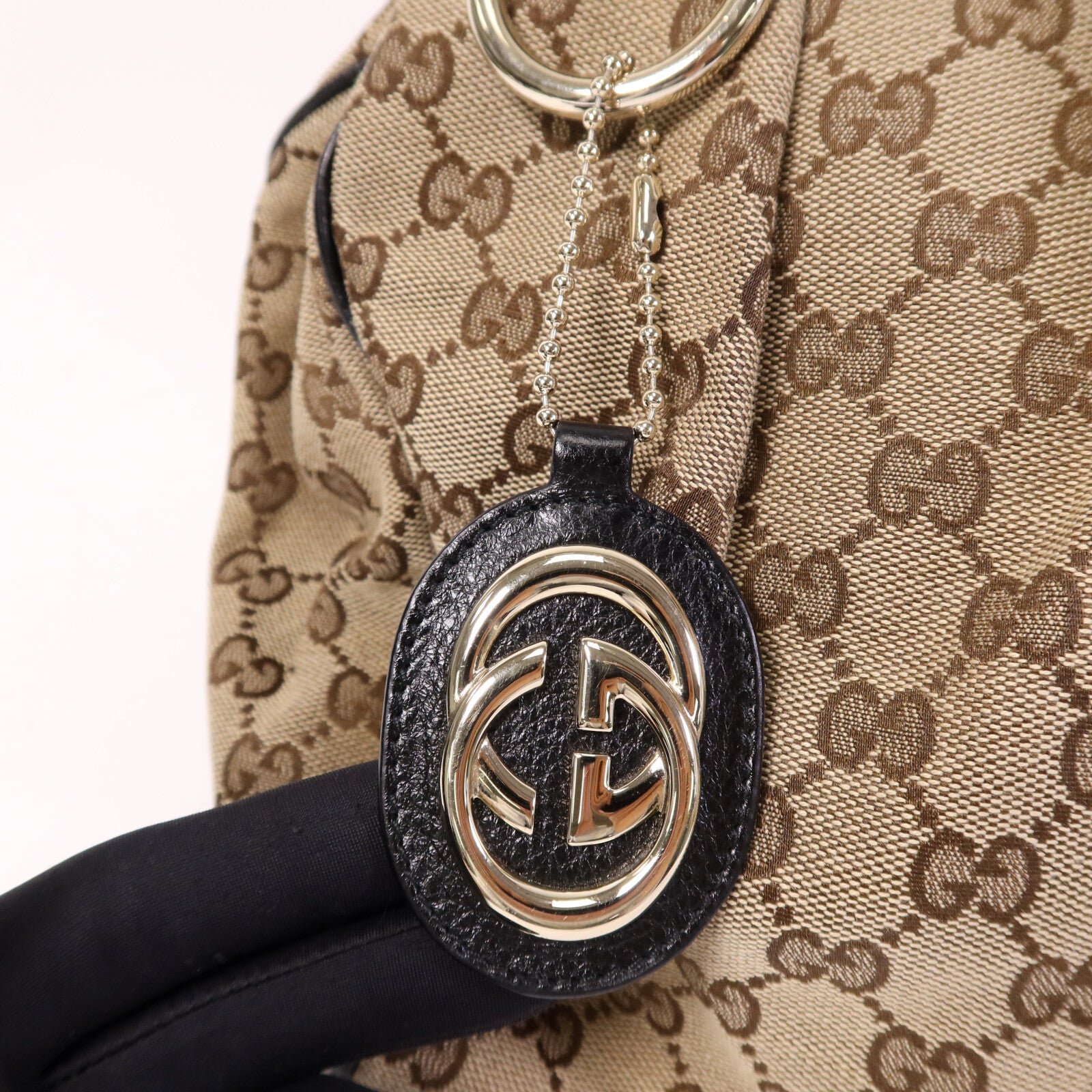 GUCCI 帆布Shoulder Bag金扣肩背袋