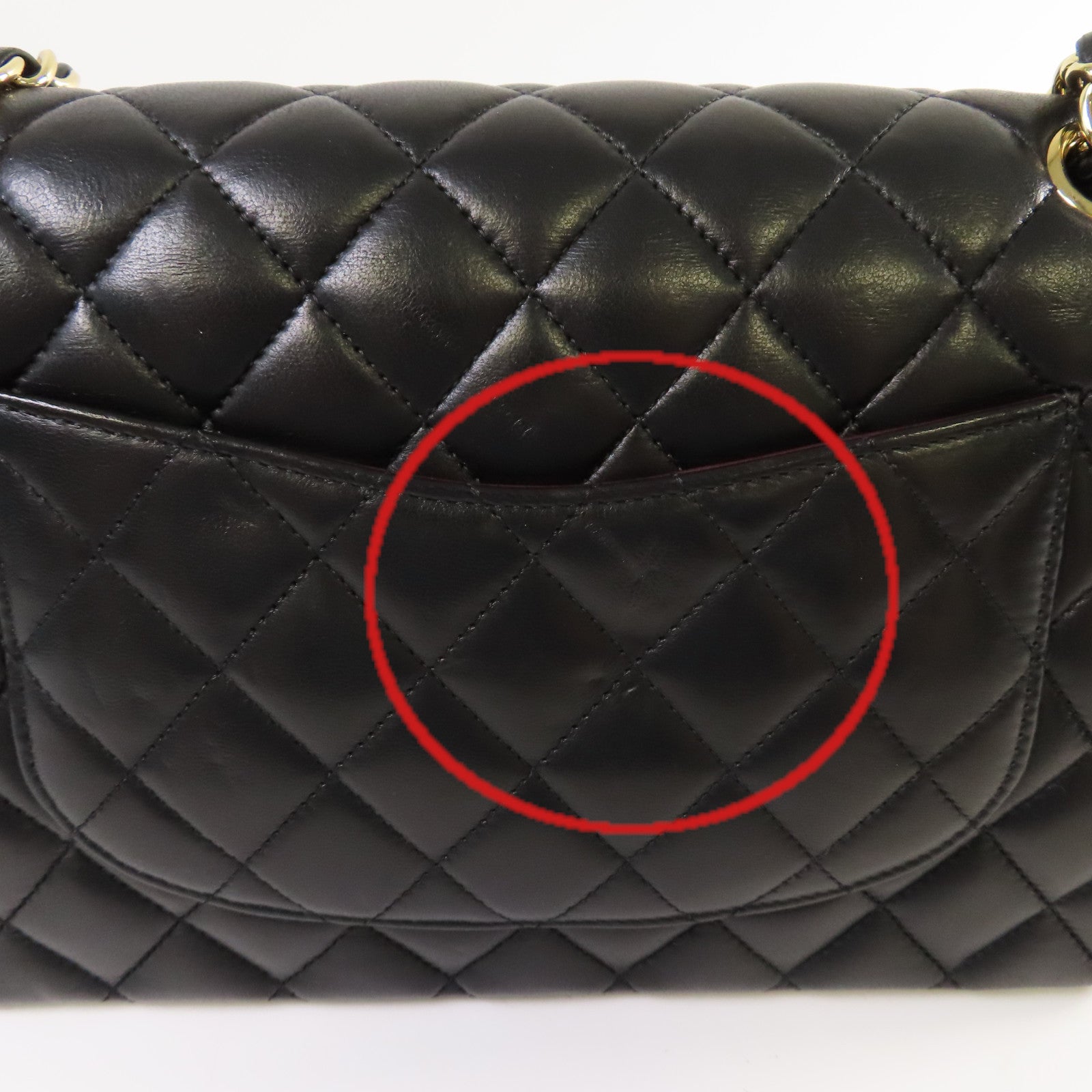 CHANEL 菱格羊皮皮革Classic 25cm Chain Shoulder Bag金扣鏈帶肩背袋黑色