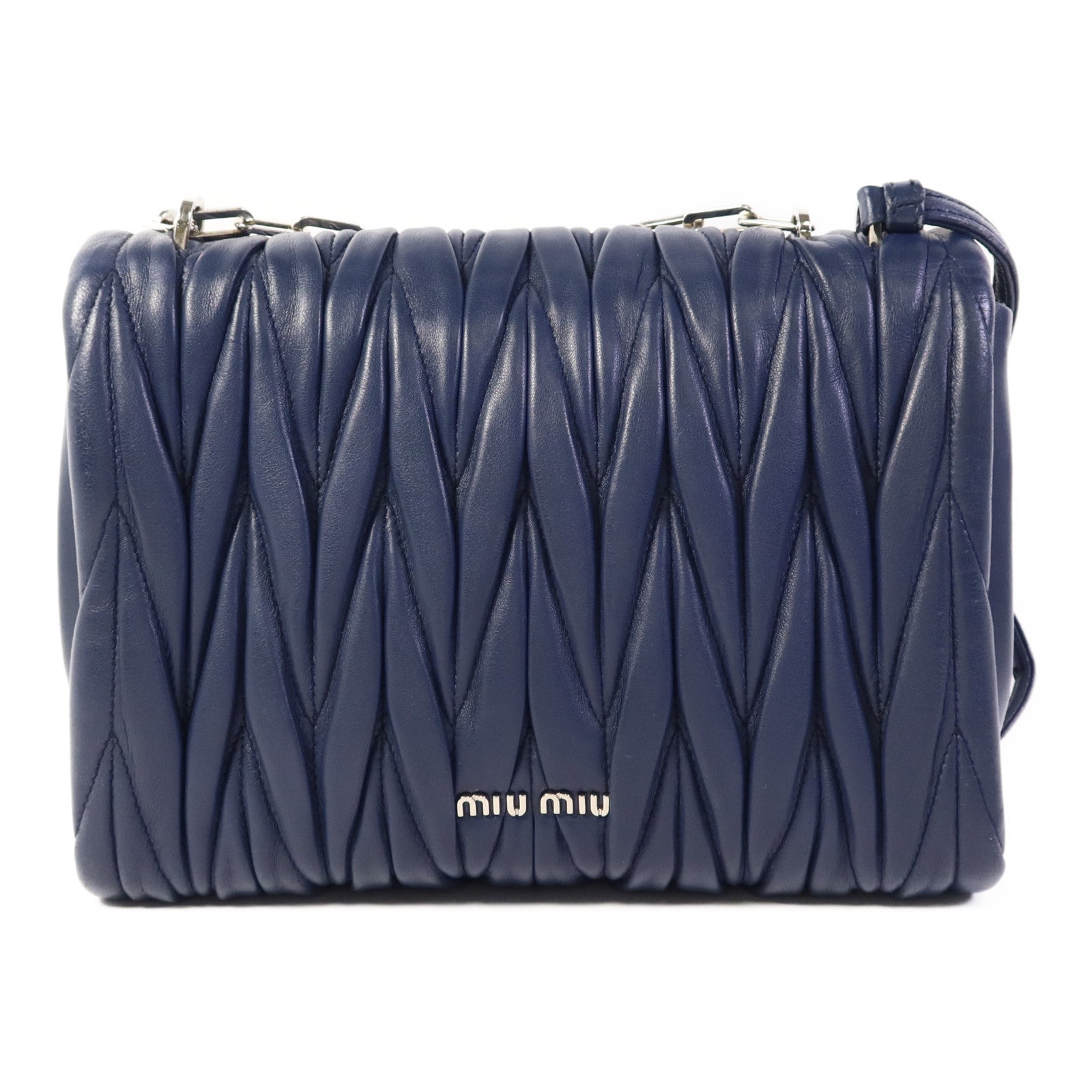 Miu Miu 羊皮皮革Chain Mini Bag銀扣肩背袋