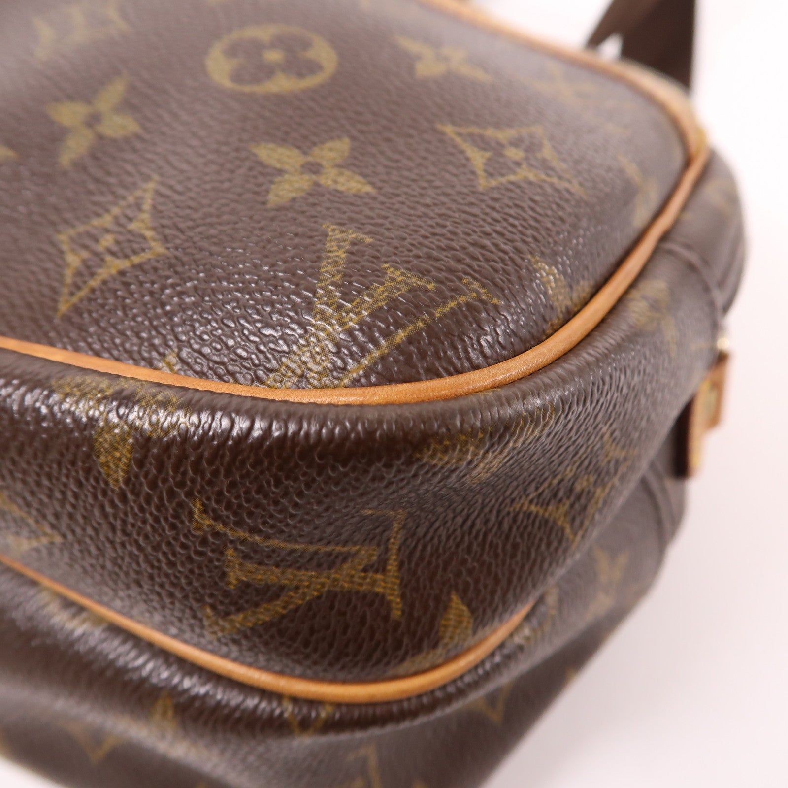 LOUIS VUITTON Monogram Reporter PM金扣肩背袋棕色