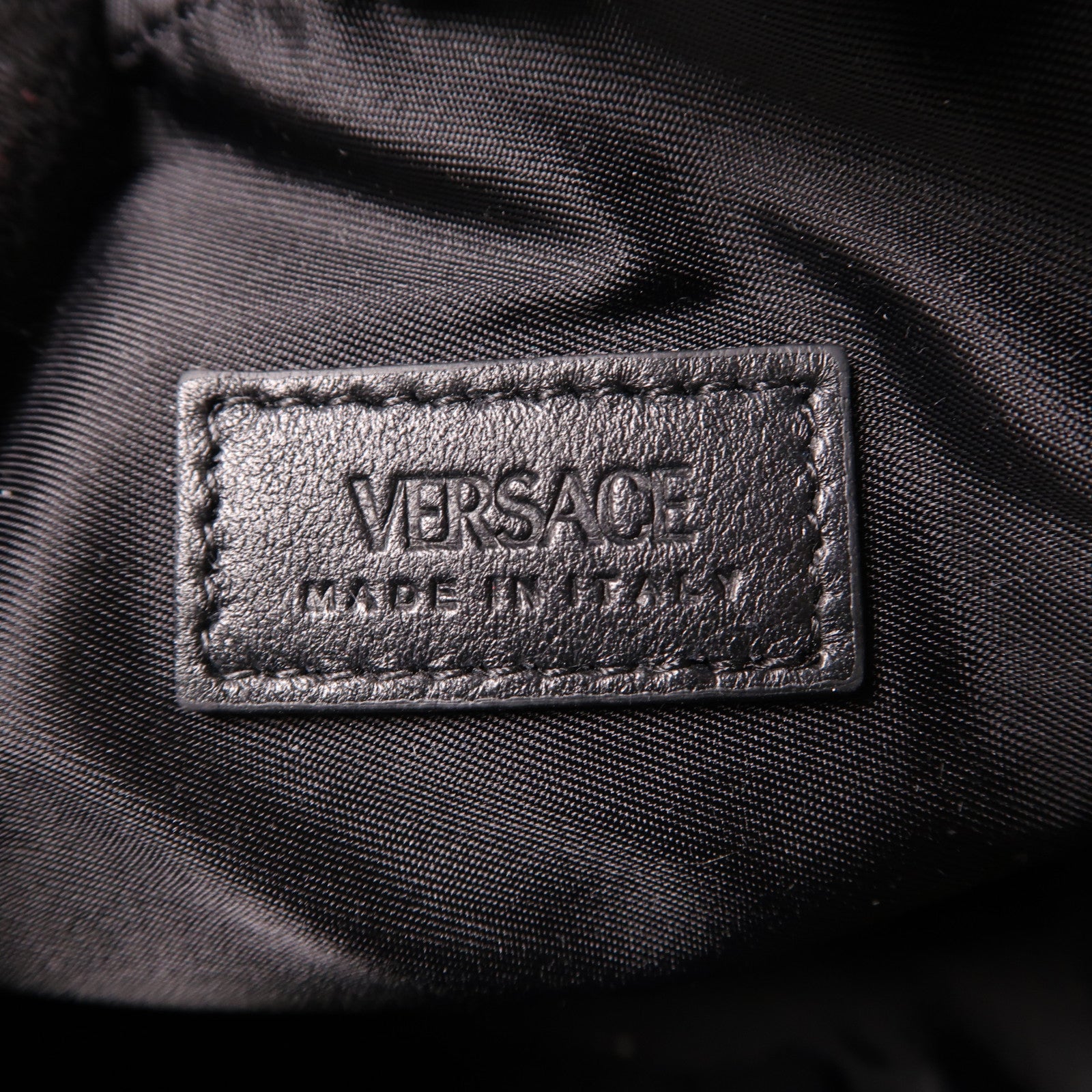 VERSACE 牛皮皮革Phone Case金扣肩背袋黑色/綠色