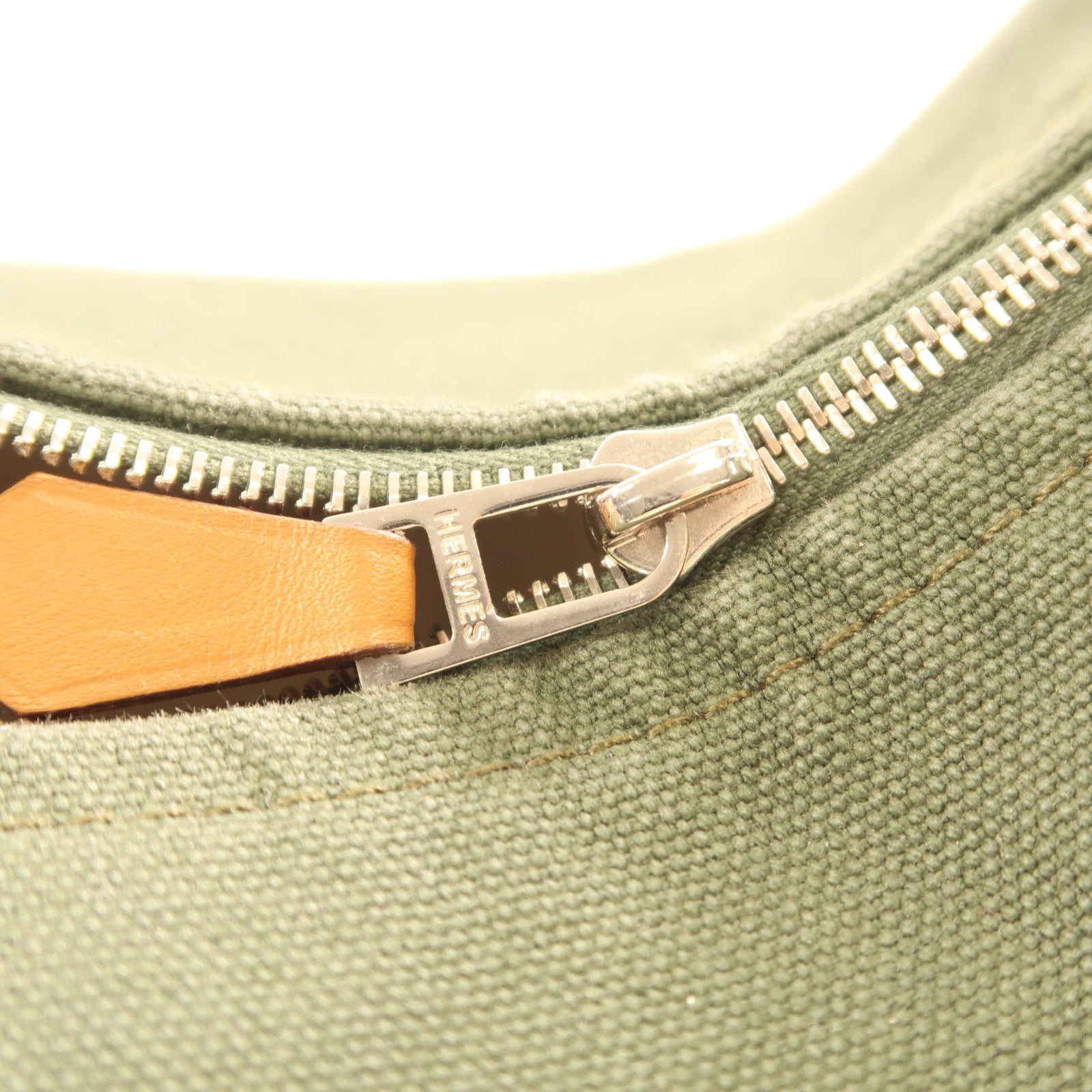 HERMES 帆布Bride A Brac Case Large銀扣手挽袋Vert Foret