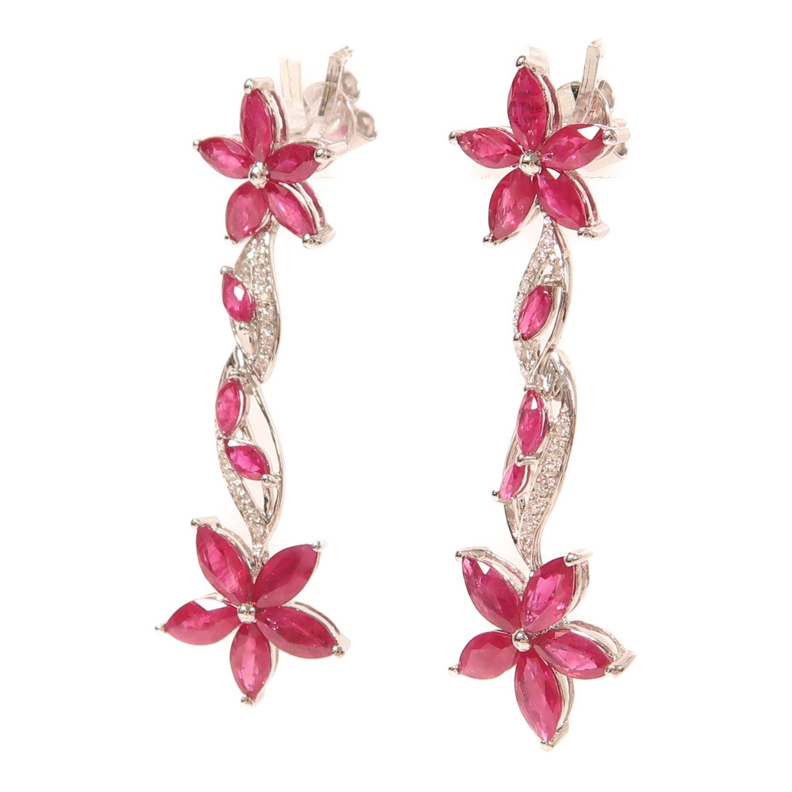 JEWELRY 【激減優惠】18K白金/紅寶石/鑽石Ruby Diamond Earrings耳環
